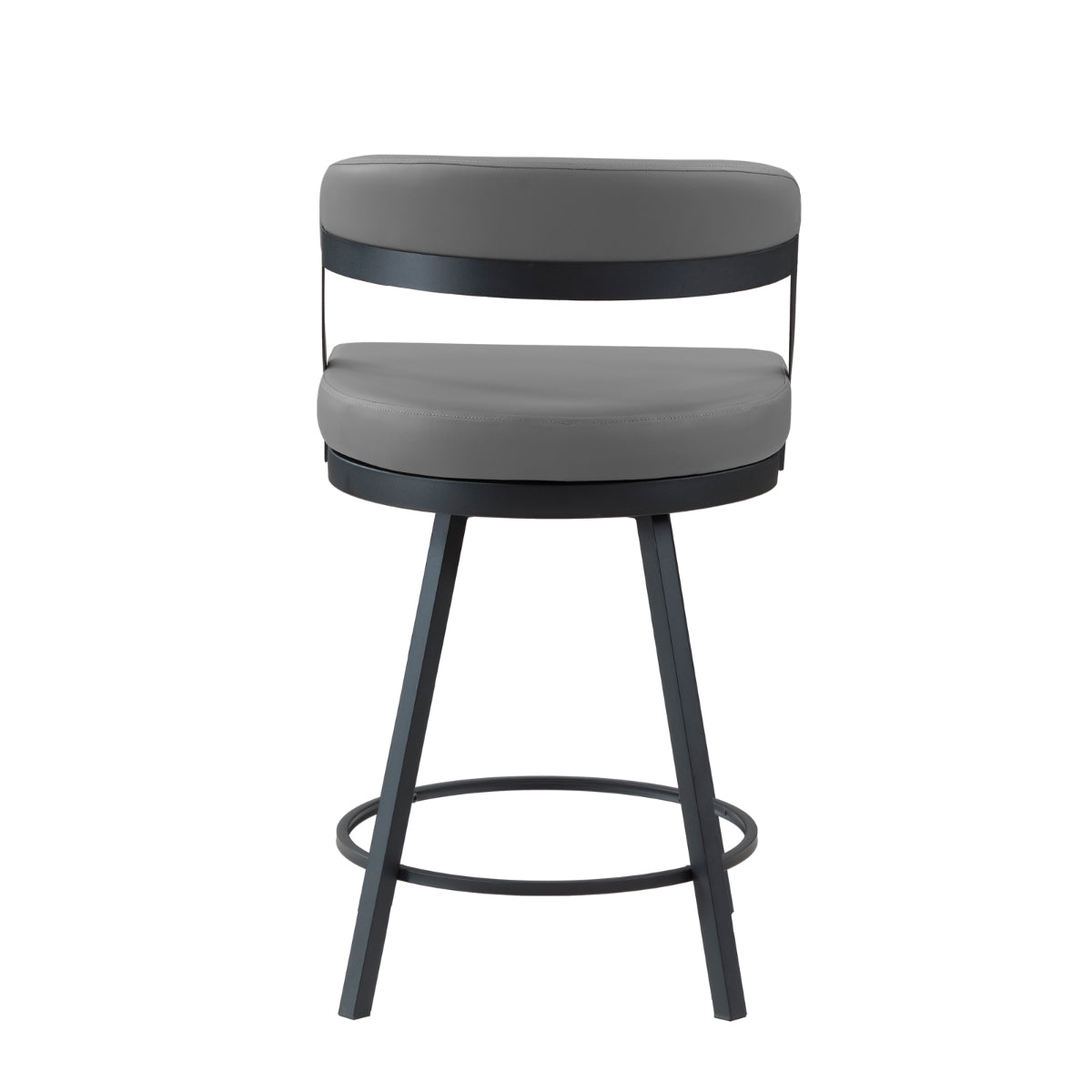 Modern Industrial Grey Swivel Counter Height Bar Stools - Set of 2 for Kitchen Island, Breakfast Nook & Home Bar