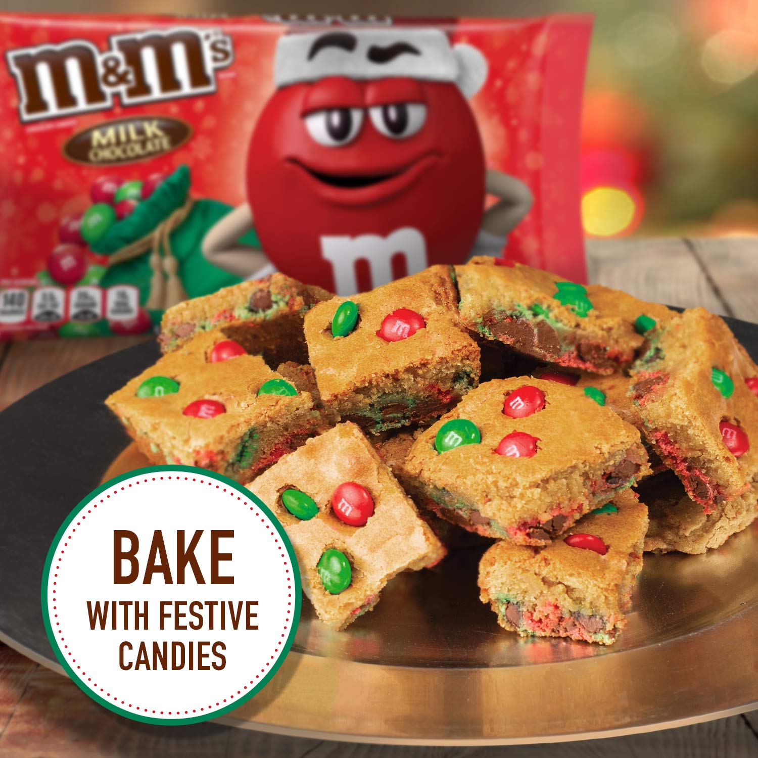 M&M'S Holiday Milk Chocolate Christmas Candy - 10 oz Bag - Festive Treats for Stocking Stuffers, Party Favors & Holiday Gifts