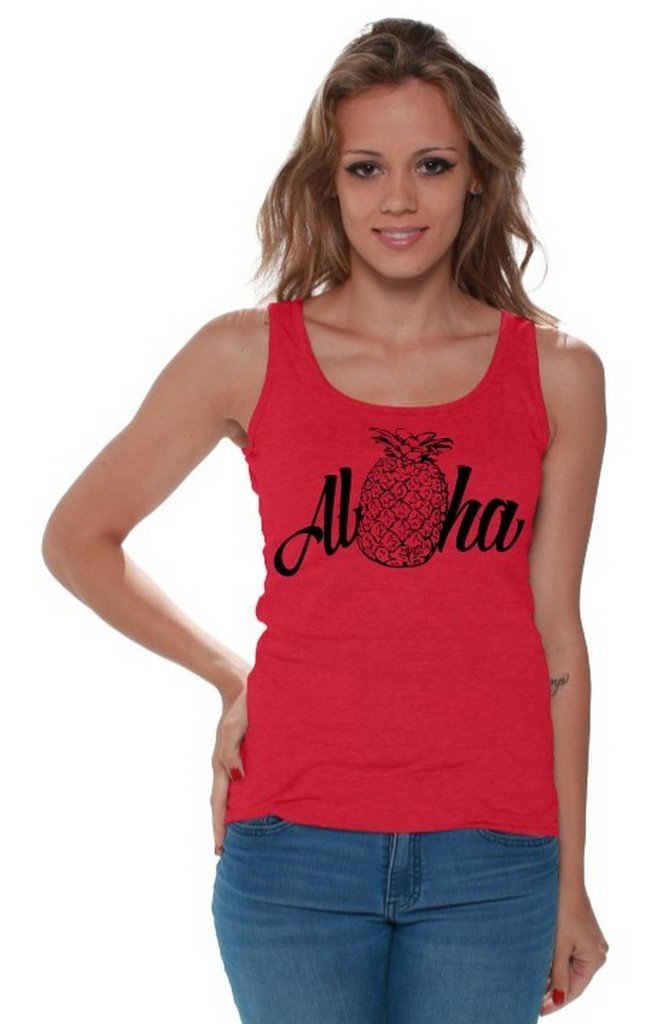 Stylish Women's Aloha Hawaiian Tank Top - Breathable Summer Beach Shirt with Free Bookmark Gift | Perfect for Vacation, Luau Parties & Tropical Getaways