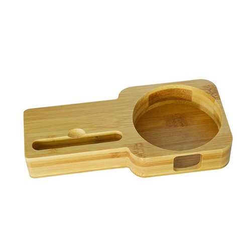 Bamboo Phone Stand with Charging Dock - Desktop Organizer for Echo Dot & Smartphones - Perfect for Home Office & Nightstand Use