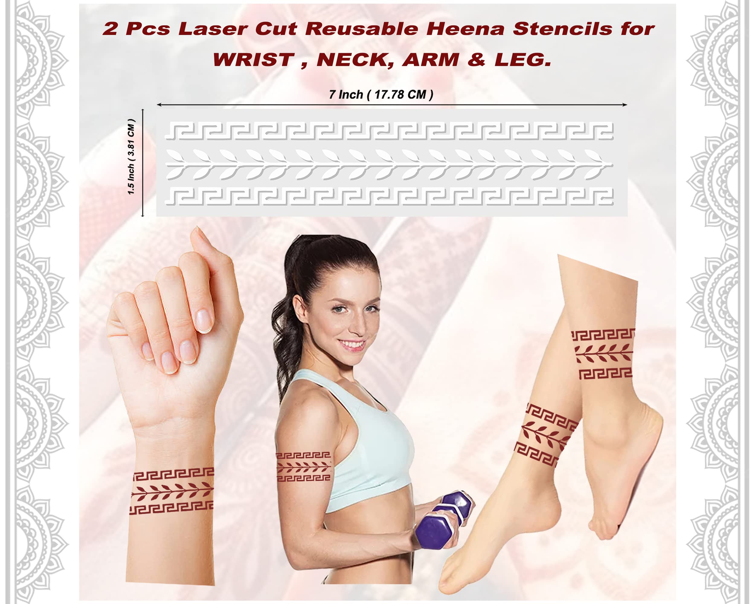 20Pcs Reusable Henna Stencil Kit - Latest Mehandi Designs for Girls, Women, Kids & Teens | Perfect for Parties, Weddings & Festive Body Art (D-2020)
