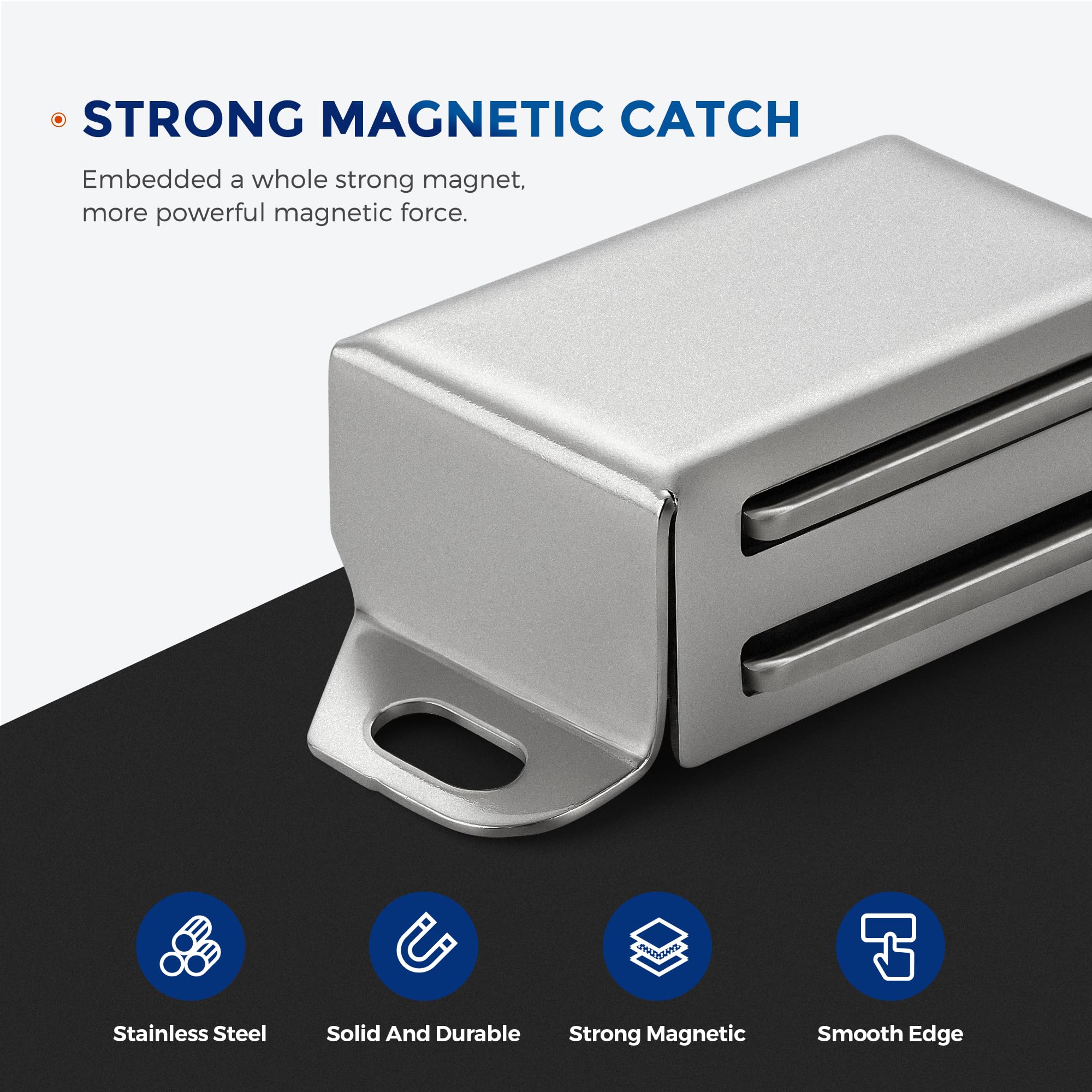 30lbs Strong Magnetic Door Catch - Heavy Duty Cabinet Door Magnets for Closet, Cupboard & Wardrobe (2 Pack, Silver) | Secure & Concealed Drawer Latch for Home Organization & Space Saving