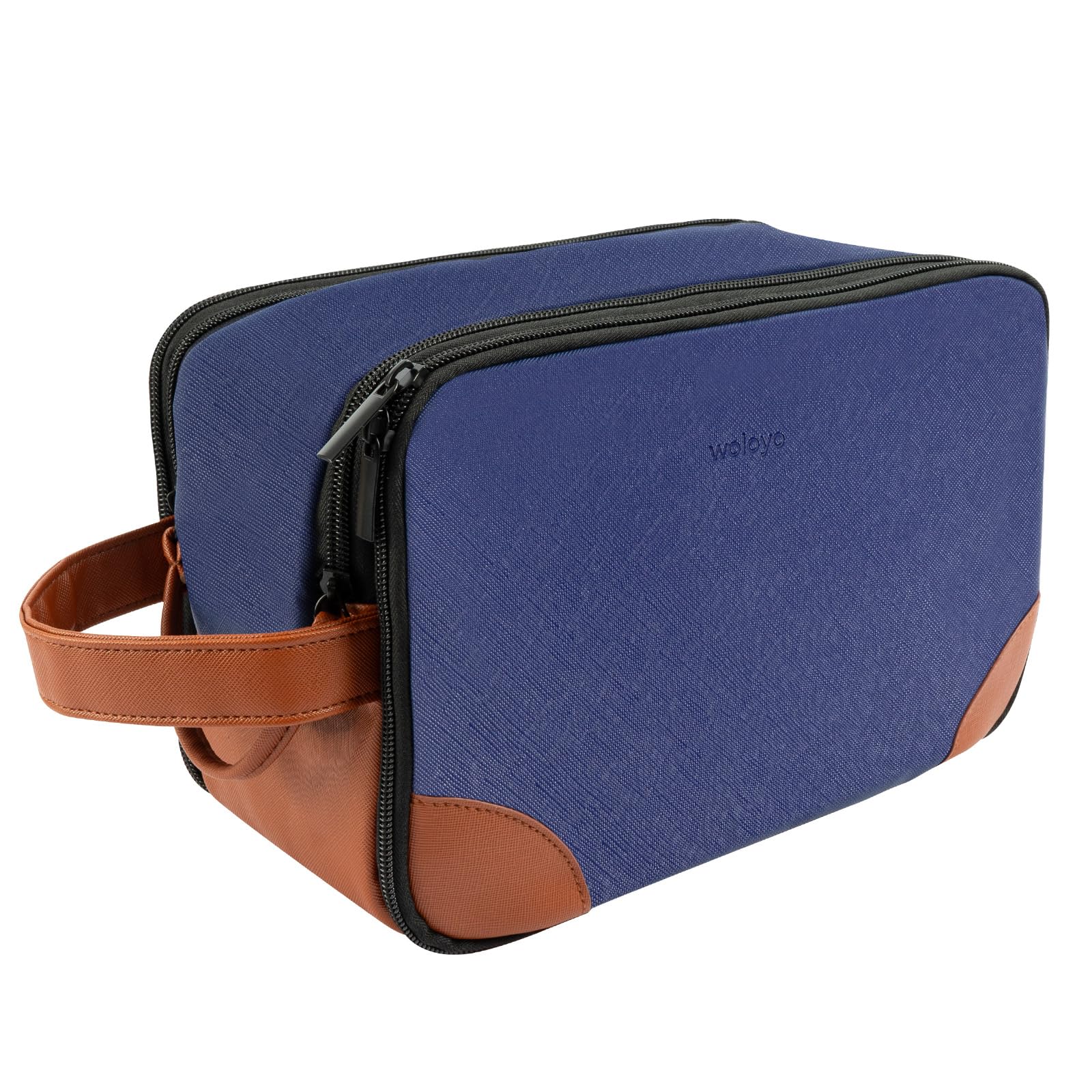 Waterproof Men's Toiletry Bag - Thickened PU Travel Dopp Kit for Business Trips & Camping | Durable Shaving Kit Organizer with Multiple Pockets | Perfect for Gym, Travel & Outdoor Adventures (Blue)