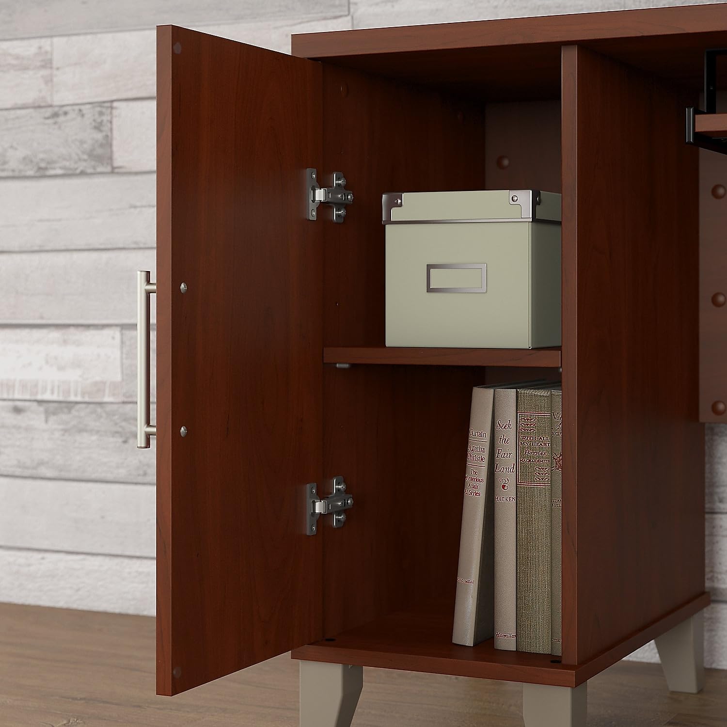 Bush Furniture Somerset L-Shaped Desk with Hutch & Lateral File Cabinet - Home Office Desk for Small Spaces, Workstation with Storage & Organization