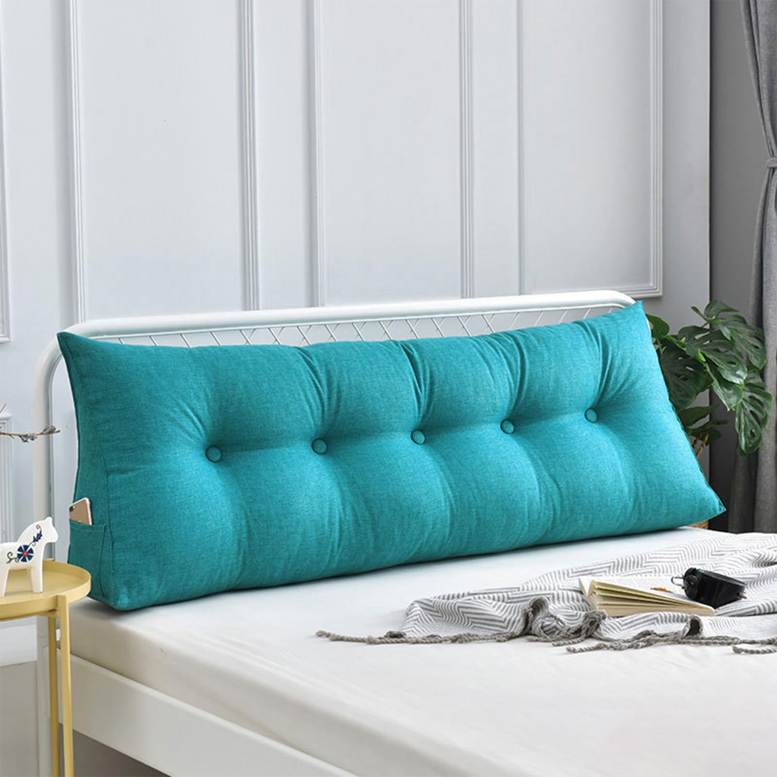 Ergonomic Lumbar Support Bed Pillow - Large Wedge Reading Backrest Cushion for Bed, Sofa & Bay Window (100x50x23cm, Lake Blue) | Perfect for Reading, Relaxing & Back Pain Relief