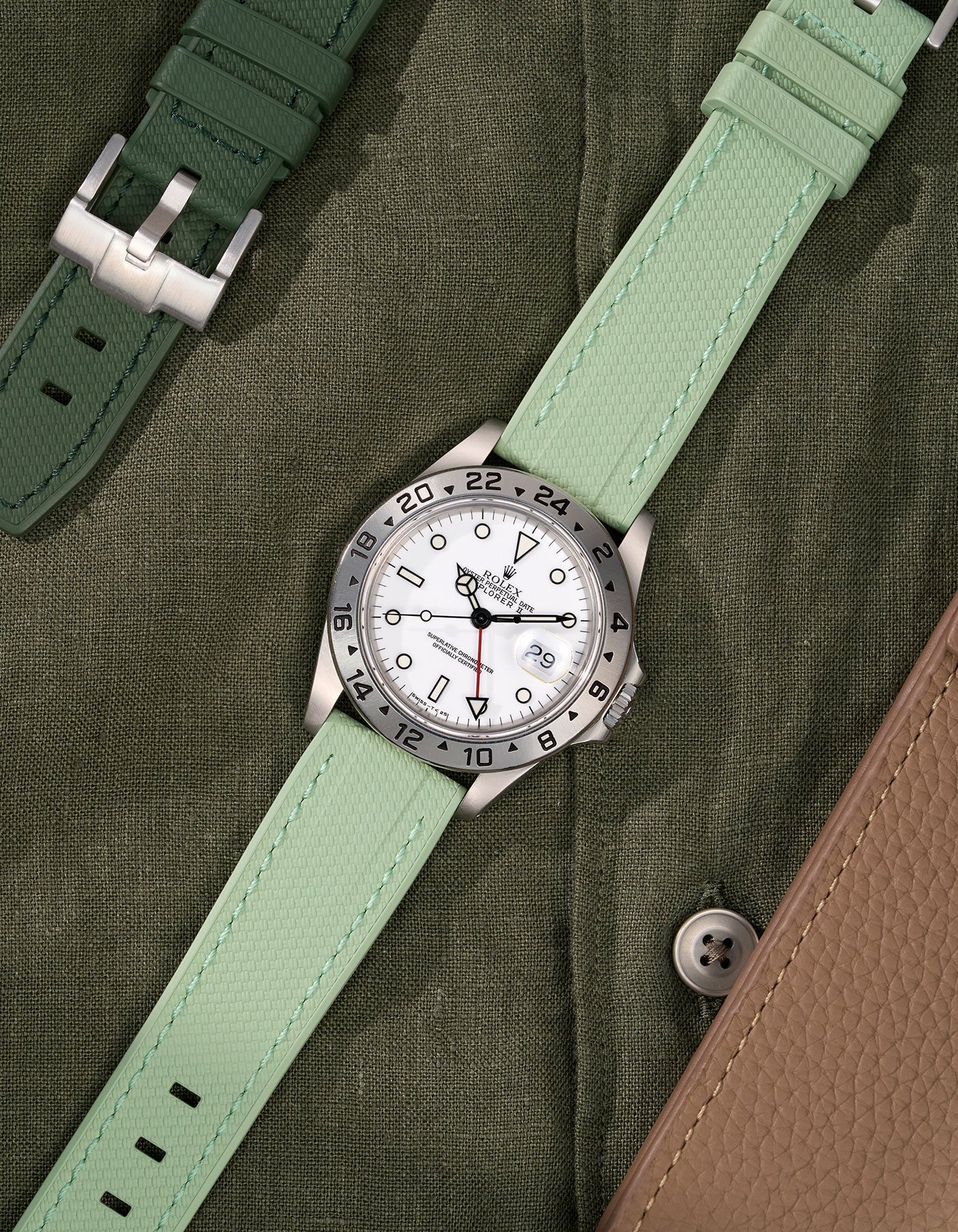 Vertech FKM Rubber Watch Strap 20mm - Straight End, Green - Durable & Comfortable for Everyday Wear, Sports & Outdoor Activities