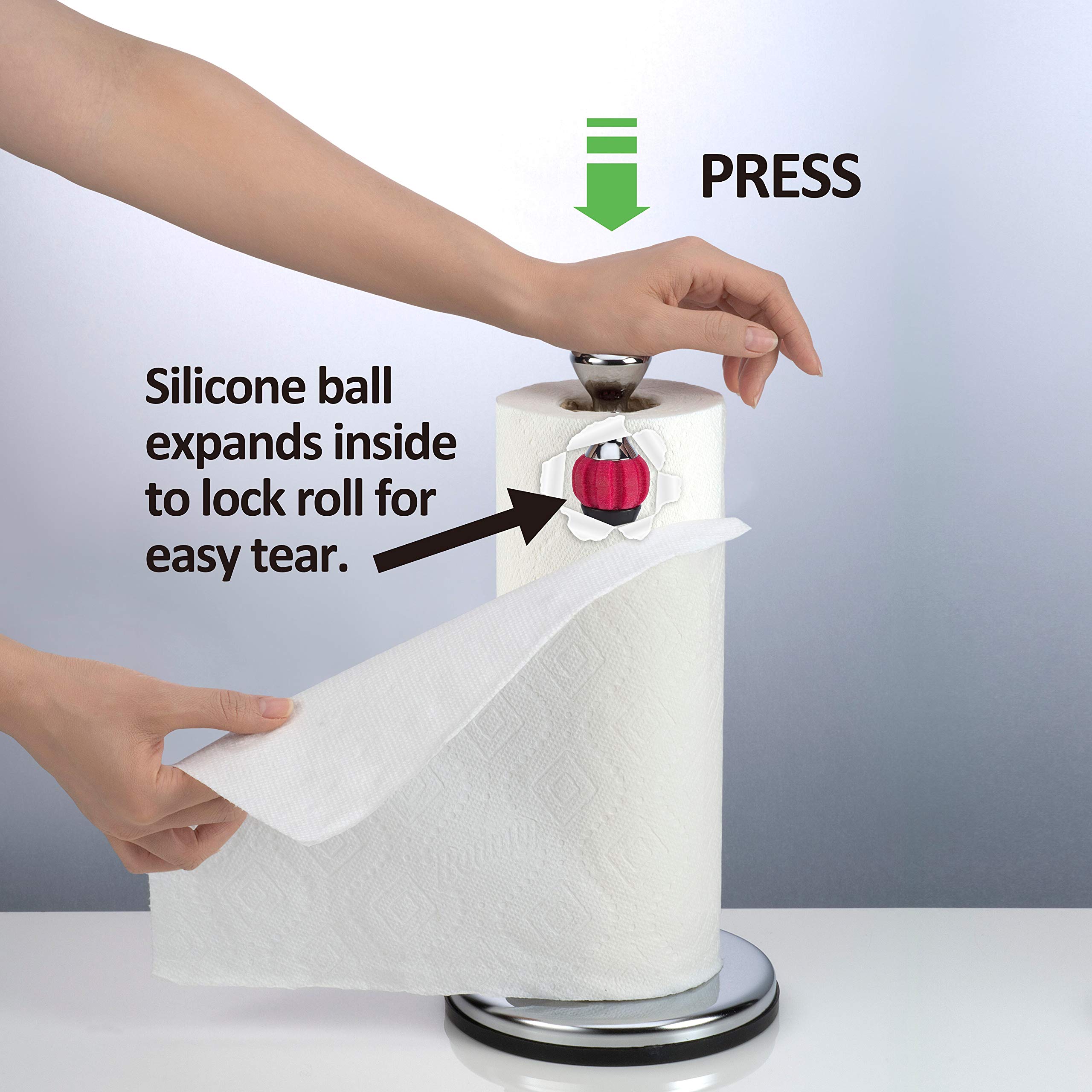 Prodyne M-914-M Silver Tap & Tear Paper Towel Holder - One Size - Convenient Kitchen & Bathroom Organizer for Easy Access