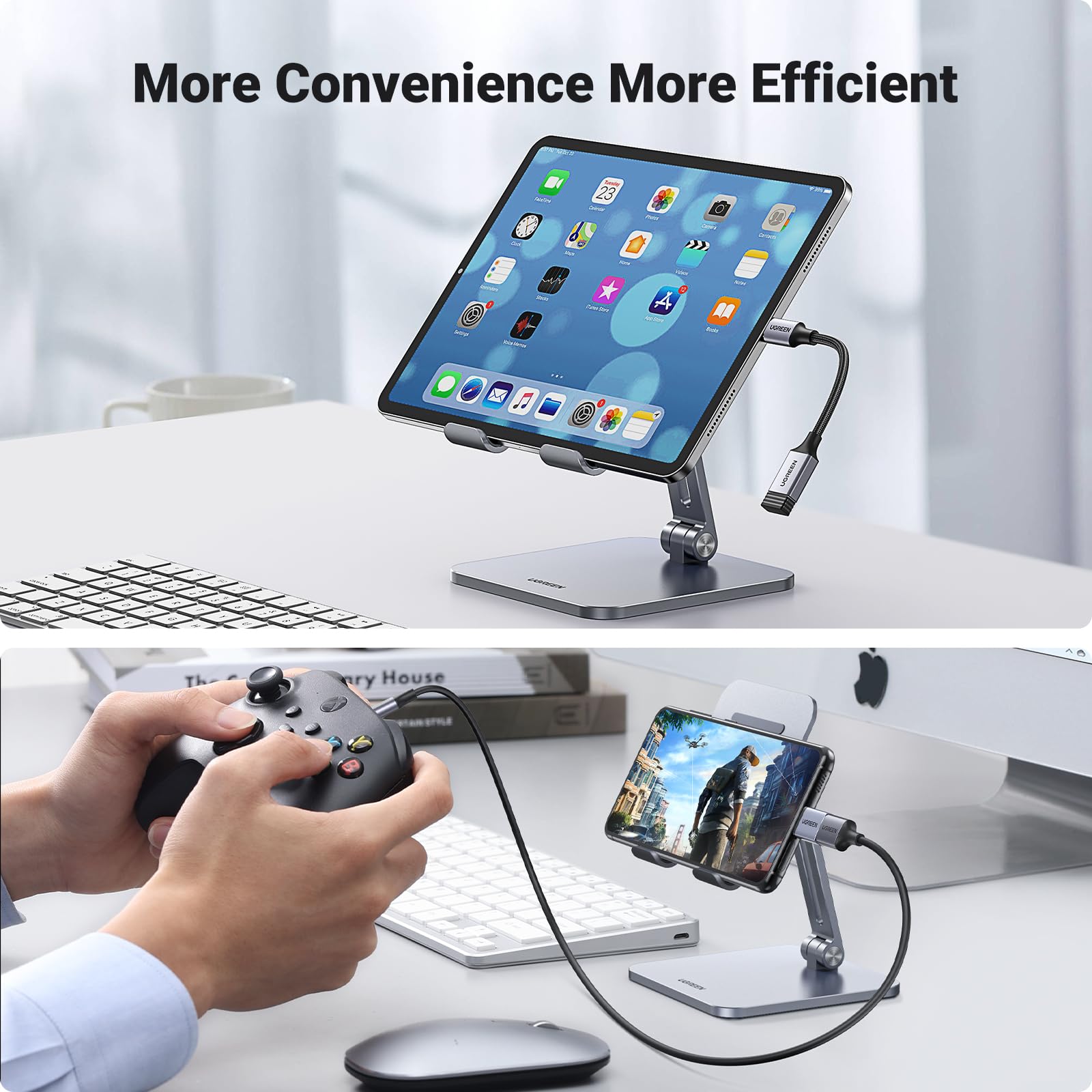UGREEN USB C to USB A 3.2 Adapter, USB Type C Male to USB Female OTG Cable, Nylon Braided Fast Charging Data Transfer Compatible with iPhone 16/15 Pro, Samsung S23 Ultra, MacBook Pro/Air 2022, iPad - Perfect for Travel, Office & Home Charging
