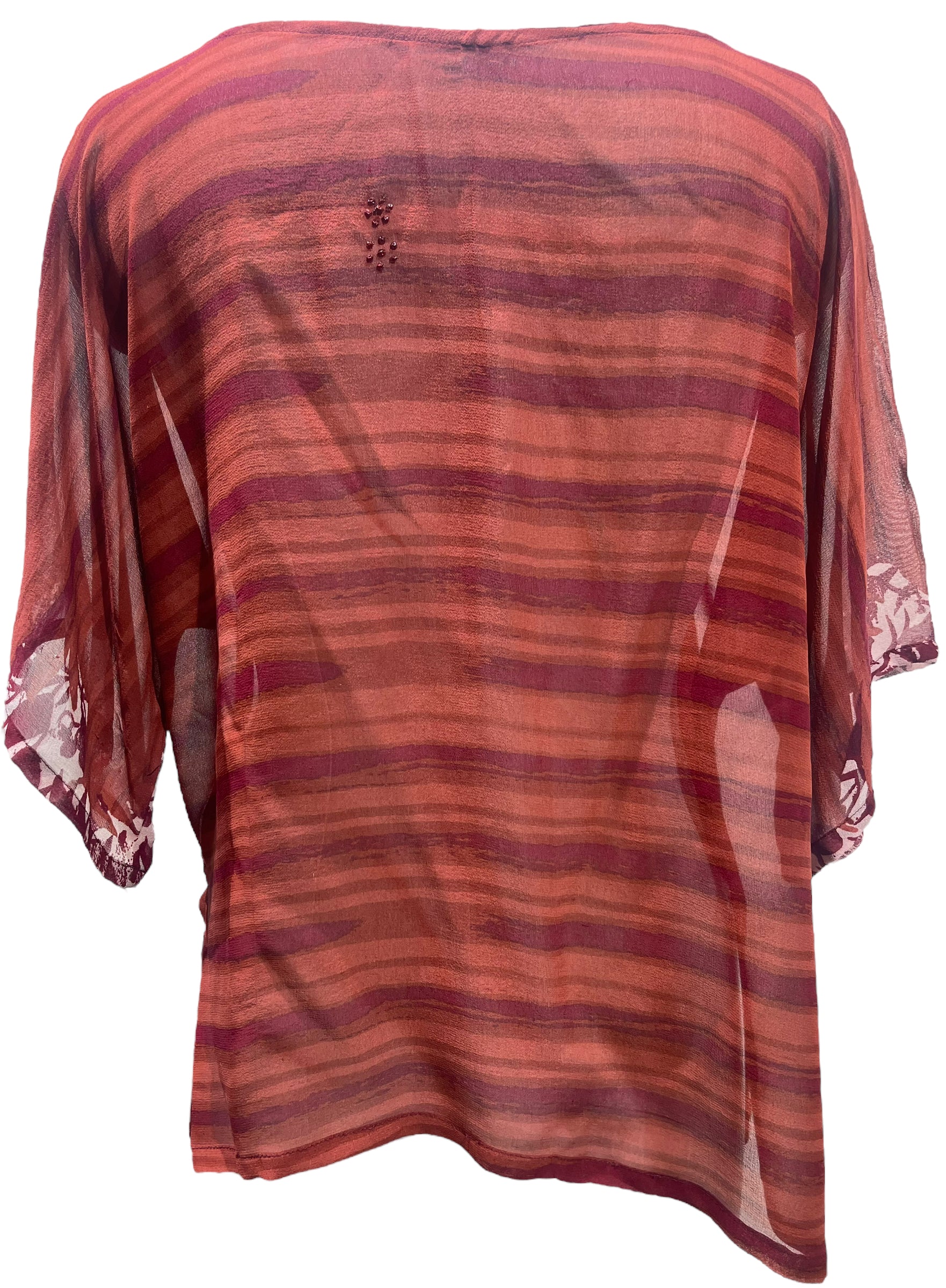 PRG5704 Women's Sheer Avatar Pure Silk Side Slit Blouse - Elegant Sleeveless Top for Evening Parties & Date Nights