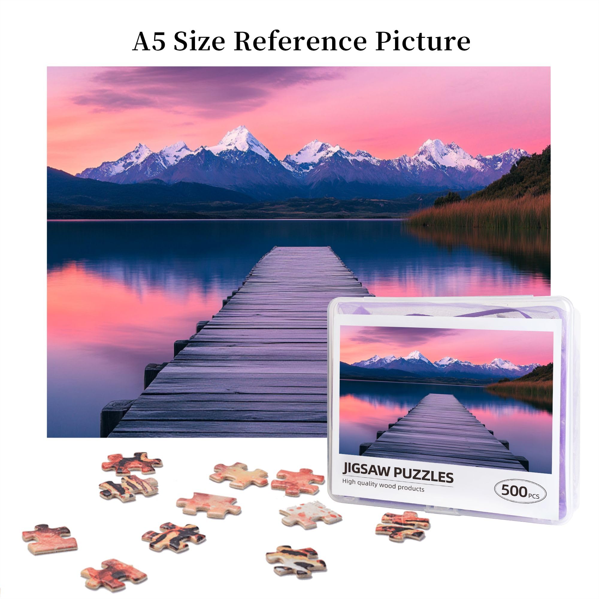 500-Piece Snowy Mountain & Lake Wooden Jigsaw Puzzle for Adults - Scenic Landscape Photography, Creative Hobby Activity for Stress Relief & Relaxation - Perfect for Home Decor, Family Game Night & Mindfulness Practice