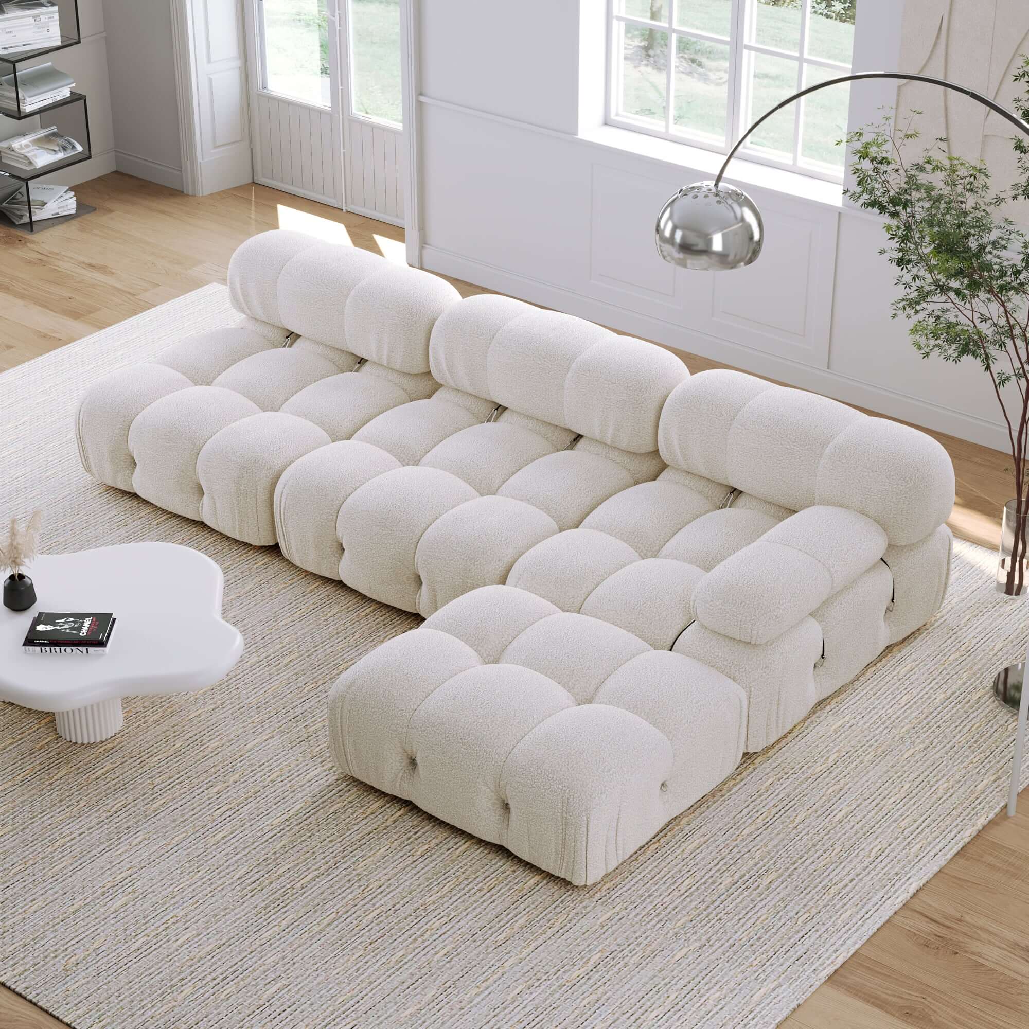 Luxury Velvet 3-Seater Sofa with Chaise - Left or Right Hand Facing | Modern Living Room Furniture for Small Spaces & Apartments | Perfect for Home Theater, Lounge & Family Gatherings