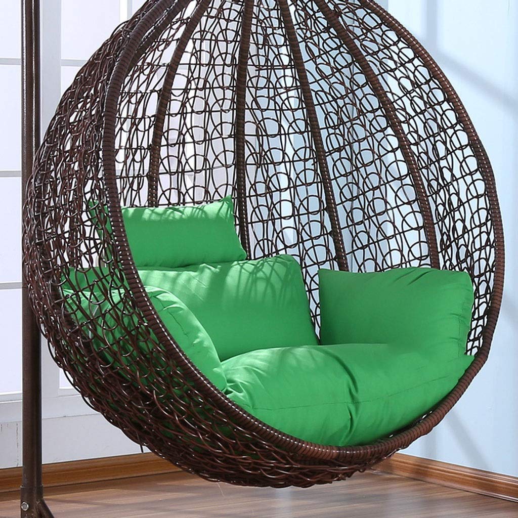 AMYZ Outdoor Wicker Hanging Egg Chair with Cushion - Green Teardrop Patio Swing for Garden, Balcony & Backyard Relaxation (Chair Not Included)