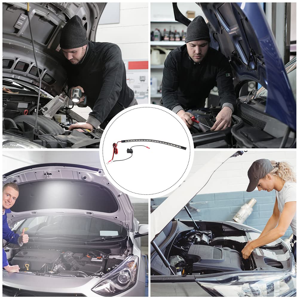 Waterproof 12V Under Hood LED Light Kit - Universal Car Hood Work Light with Auto On/Off for Vehicle Inspection & Maintenance - Perfect for DIY Auto Repairs, Nighttime Engine Checks & Emergency Roadside Fixes