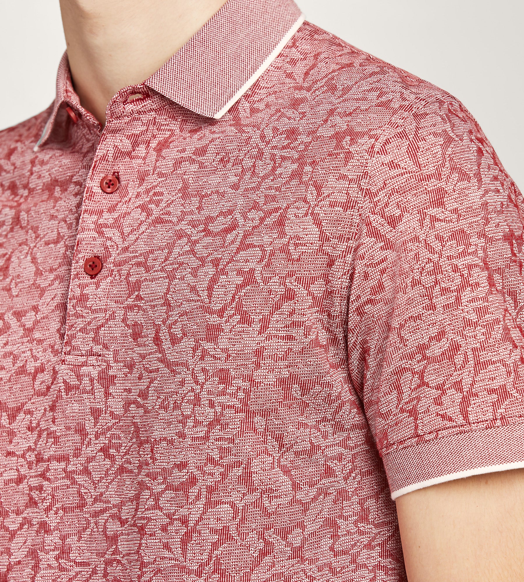 Modern Fit Short Sleeve Jacquard Polo Shirt for Men - Breathable & Stylish Casual Wear for Golf, Office & Summer Outings