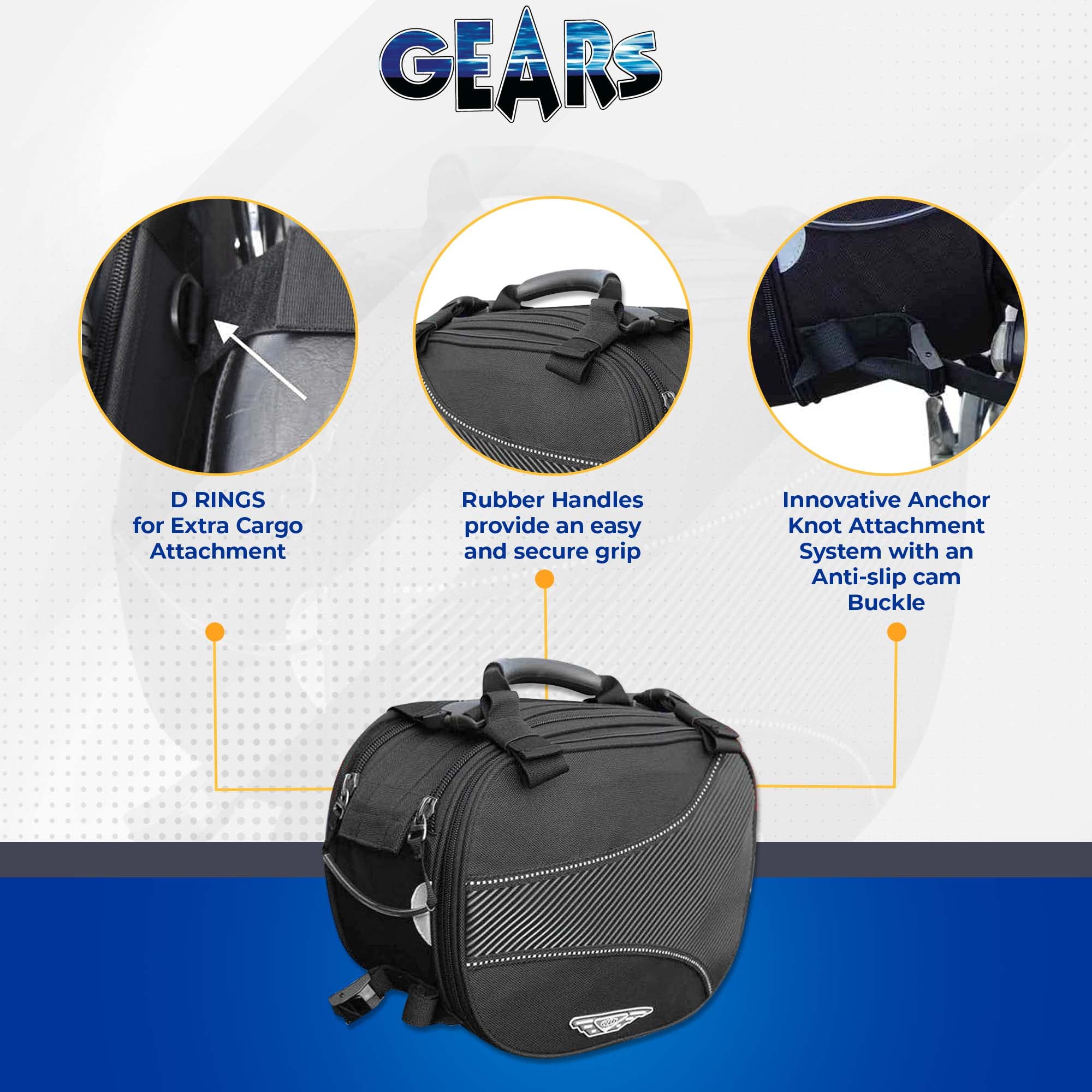 GEARS Voyager Motorcycle Saddlebags - Waterproof Expandable Leather Motorcycle Luggage Bags for Harley, Cruiser & Touring Bikes - Back Seat Storage Accessories (Pair) - Perfect for Long Rides, Road Trips & Daily Commuting