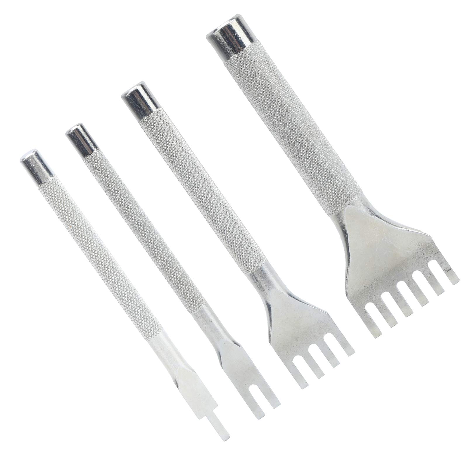 Premium Leather Craft Tool Kit - 5 Tooth Steel Prong Punch & Stitching Chisel Set for DIY Leatherworking | Perfect for Belts, Wallets & Handmade Leather Goods