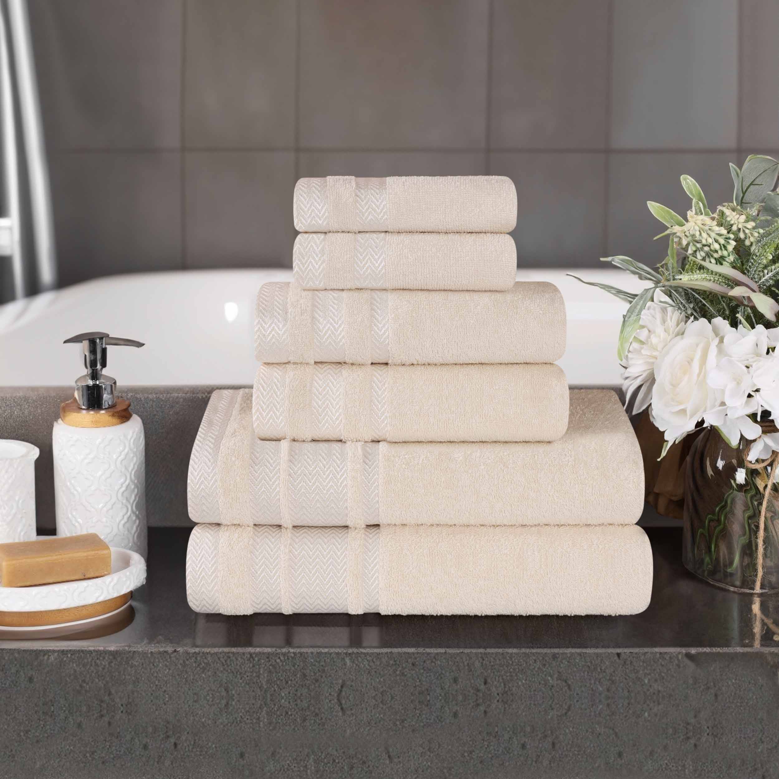 Premium 6-Piece Cotton Towel Set - Medium Weight, Soft & Absorbent Bath Towels for Spa, Gym, or Home Use - Hays Brand