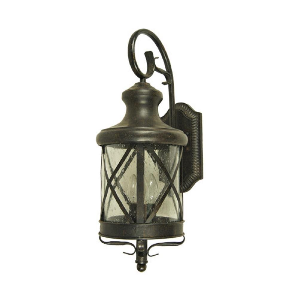 EL543OR-L 4-Light Outdoor Wall Sconce in Oil Rubbed Bronze with Clear Seedy Glass - Exterior Lantern for Porch, Patio, Garden & Entryway Lighting