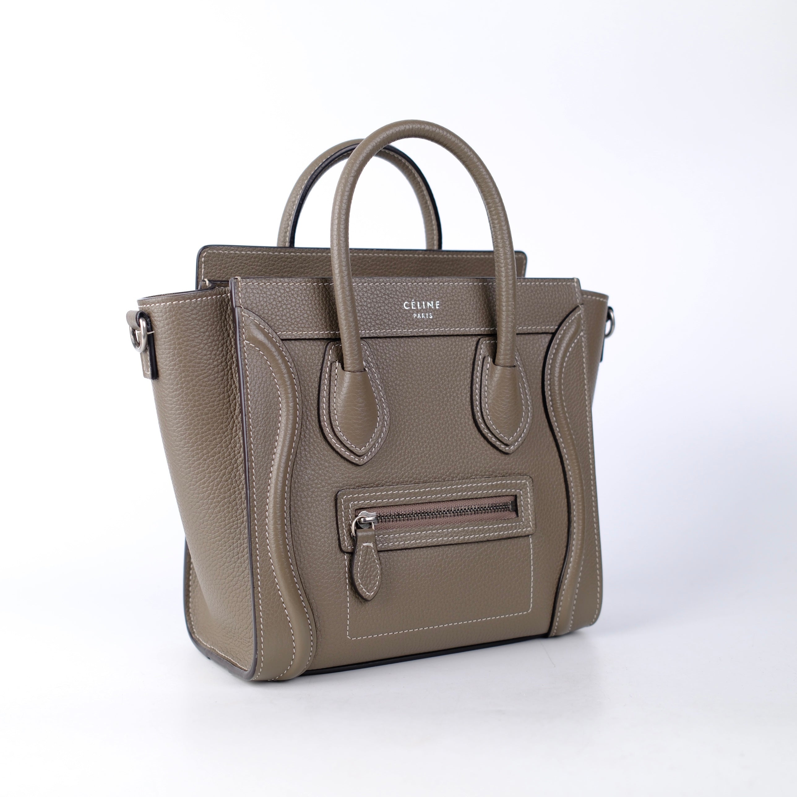 Celine Luggage Nano Bag in Taupe Calfskin Leather - Stylish & Durable Handbag for Women, Perfect for Work, Travel & Everyday Use