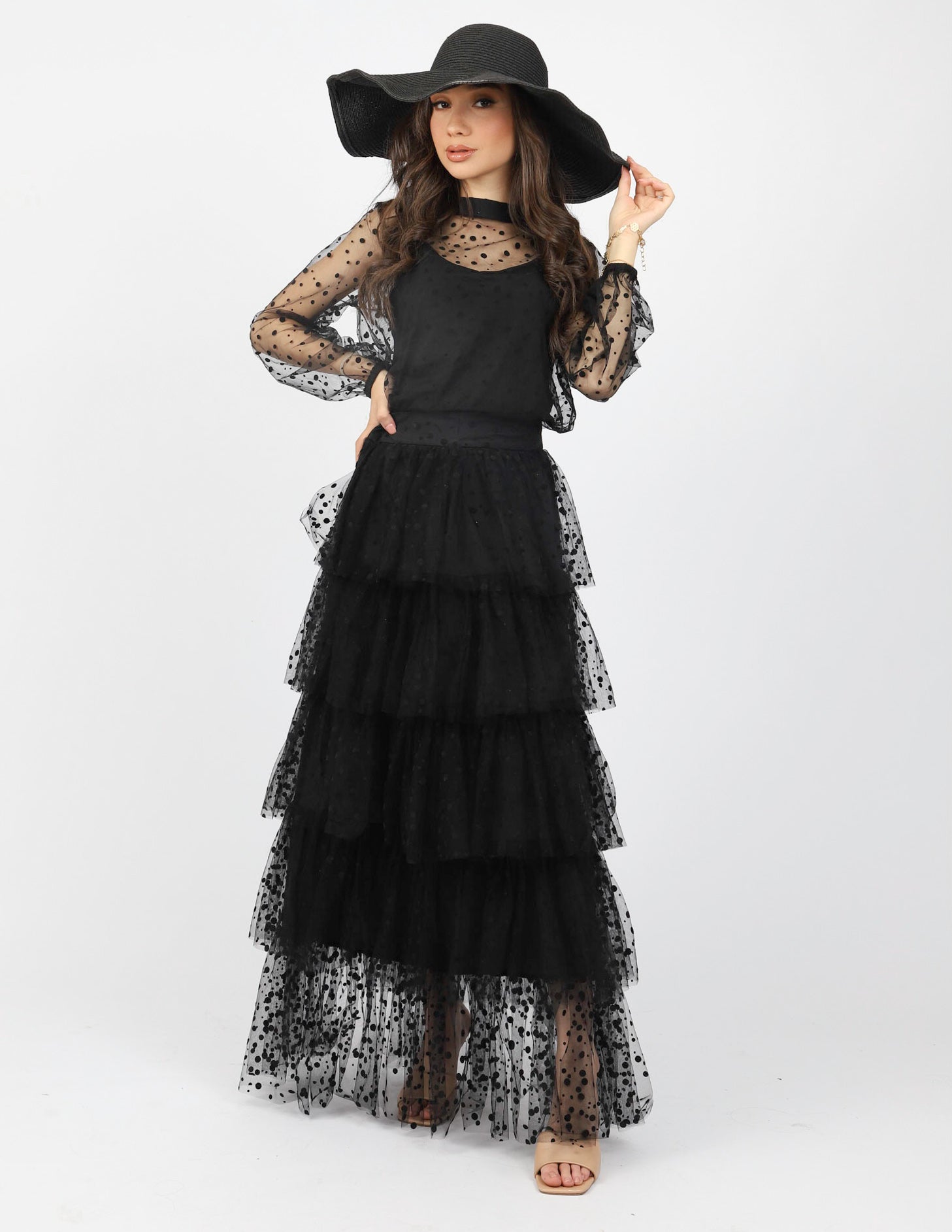 Sheera Polka Dot Skirt for Women - Flowy A-Line Skirt with Elastic Waist - Perfect for Summer, Parties & Casual Wear
