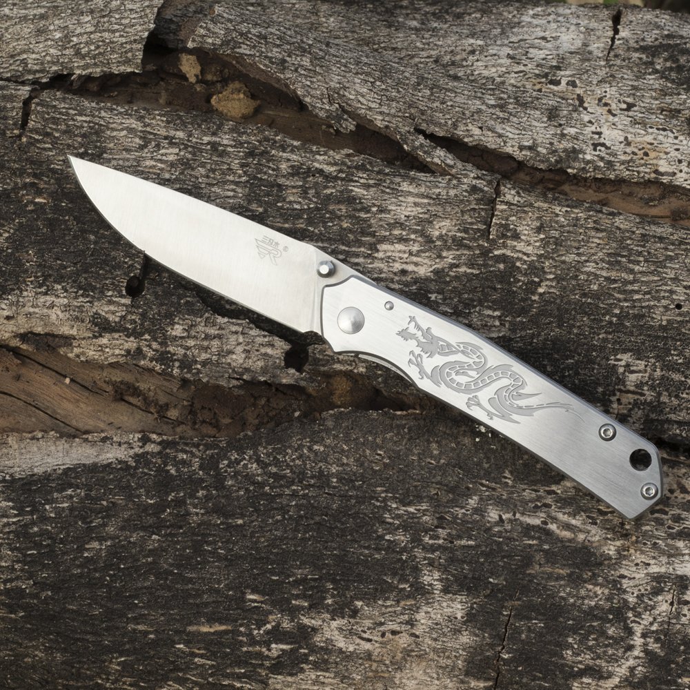 Sanrenmu 7129 EDC Pocket Folding Knife - 12C27 Stainless Steel Blade, 2.56