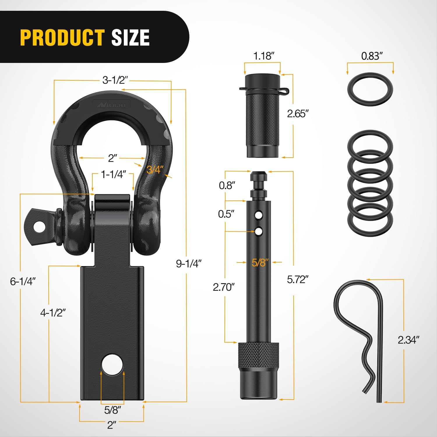 2 Inch Anti-Theft Shackle Hitch Receiver Lock Set - Heavy Duty Black Trailer Hitch Lock for Trucks, SUVs, RVs - Secure Towing & Parking Protection