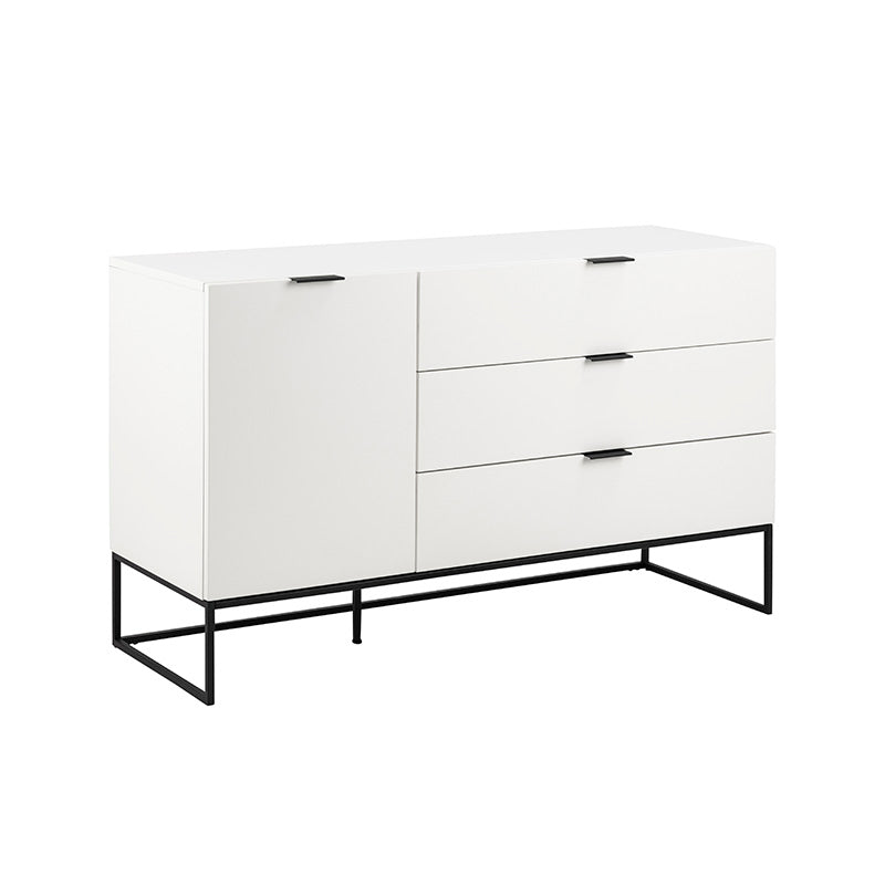 SVANA White Sideboard Buffet Cabinet - 134cm Modern Storage Console Table for Dining Room, Living Room & Entryway Organization