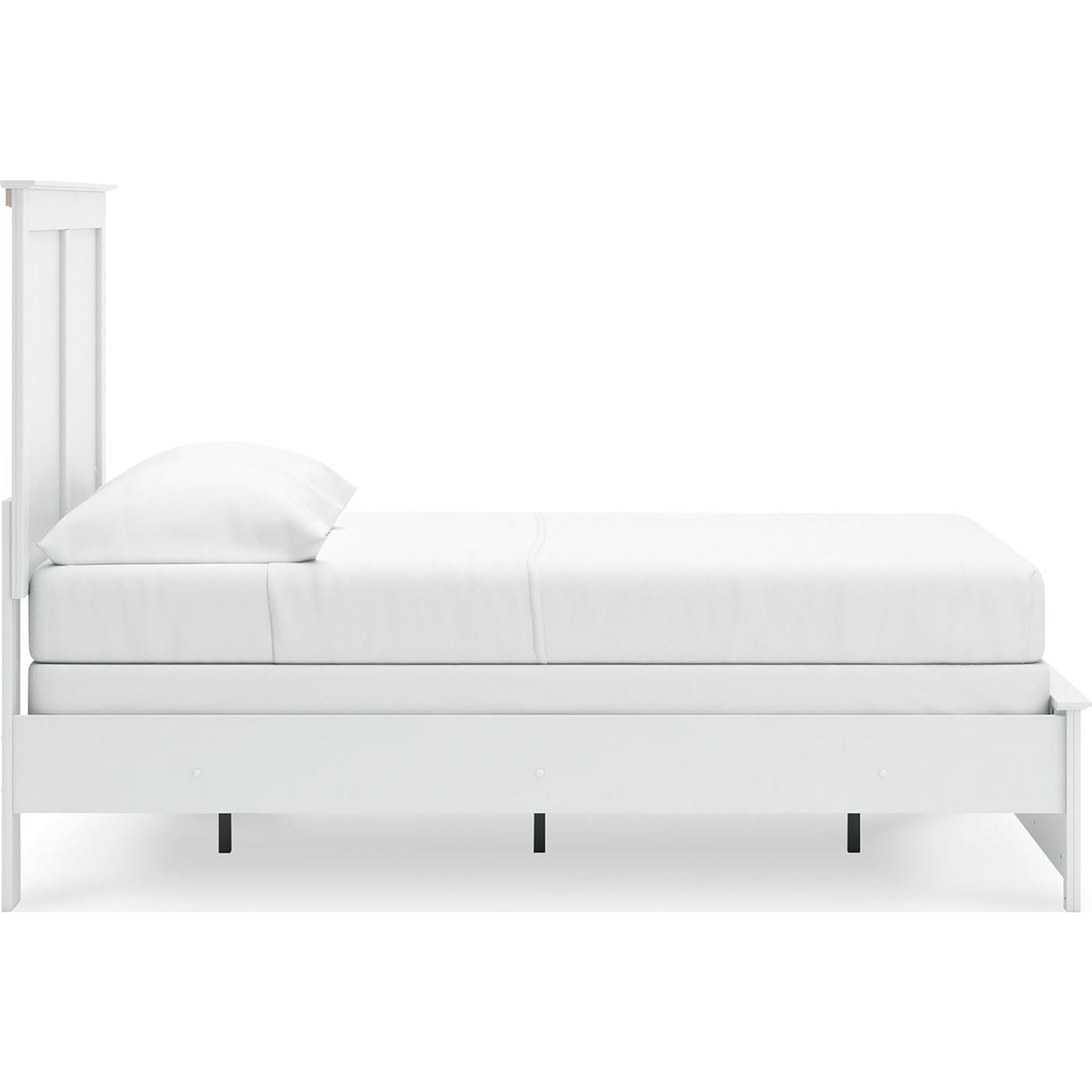 Bostwick Shoals Panel Bed - Queen Size White Wooden Bed Frame with Upholstered Headboard | Perfect for Modern Bedroom, Guest Room & Master Suite