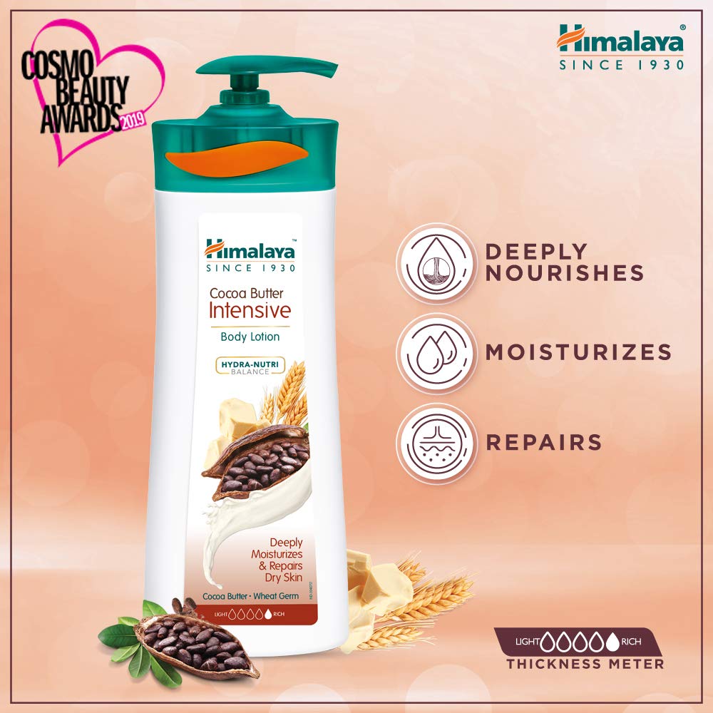 Himalaya Herbals Cocoa Butter Intensive Body Lotion 400ml & Rich Cocoa Butter Lip Balm 4.5g - Deep Moisturizing for Dry Skin & Chapped Lips - Perfect for Winter Care & Daily Hydration