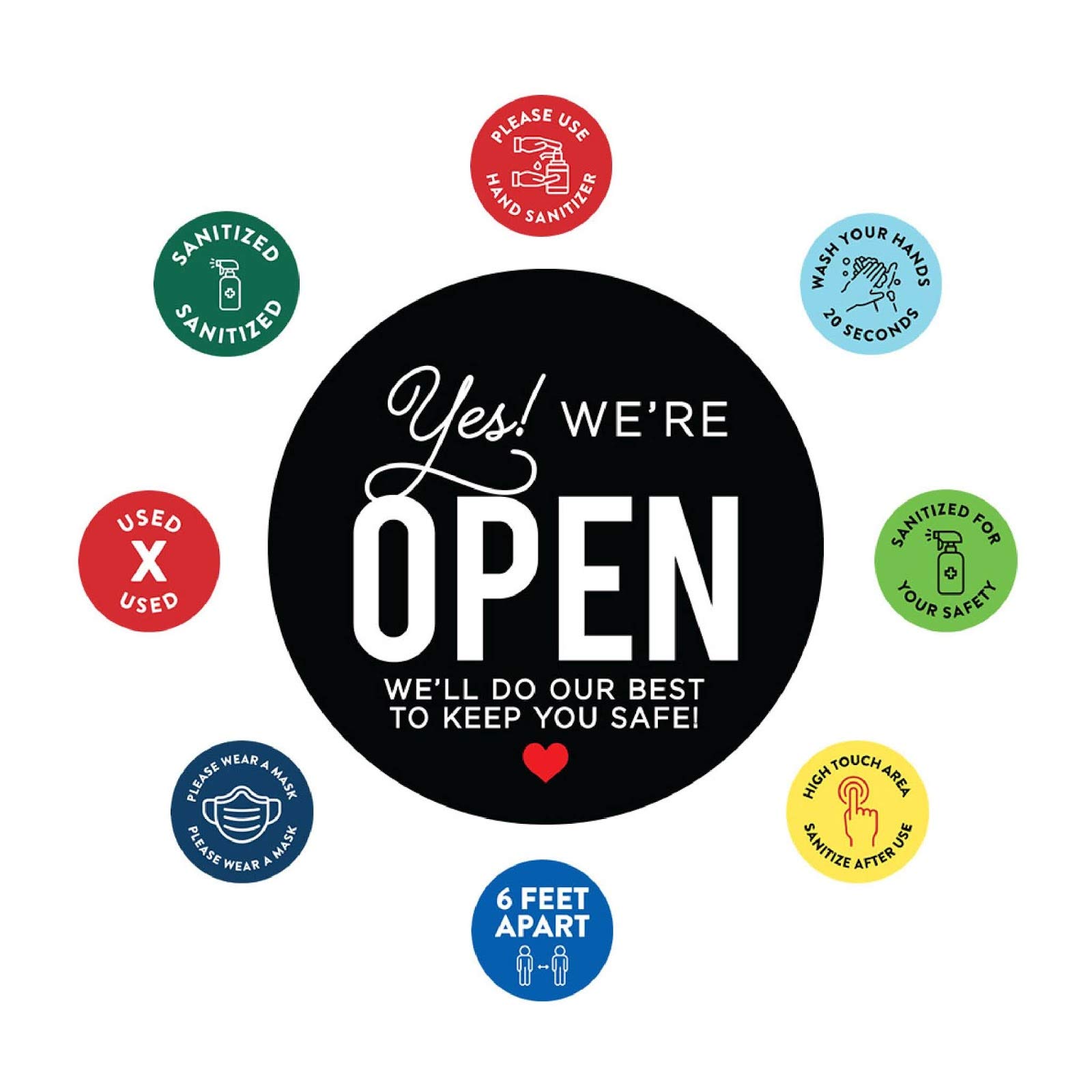 50-Pack Social Distancing Business Signs - 10 Round 8