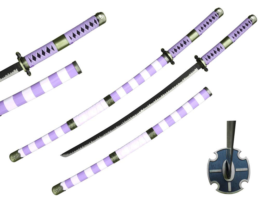 One Piece Anime Zoro Katana - 1045 Carbon Steel Full Tang Samurai Sword for Cosplay, Halloween & Collection (Multiple Styles Available) | Perfect for Anime Conventions, Themed Parties & Display