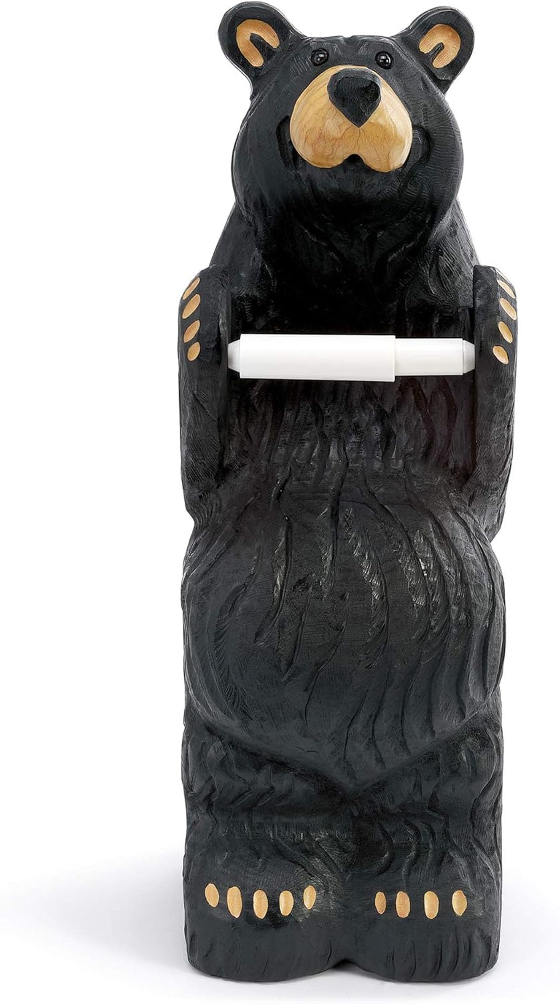 DEMDACO Bearfoots by Jeff Fleming - Little Johnny Bear Midnight Black Resin Stone Toilet Paper Holder (21