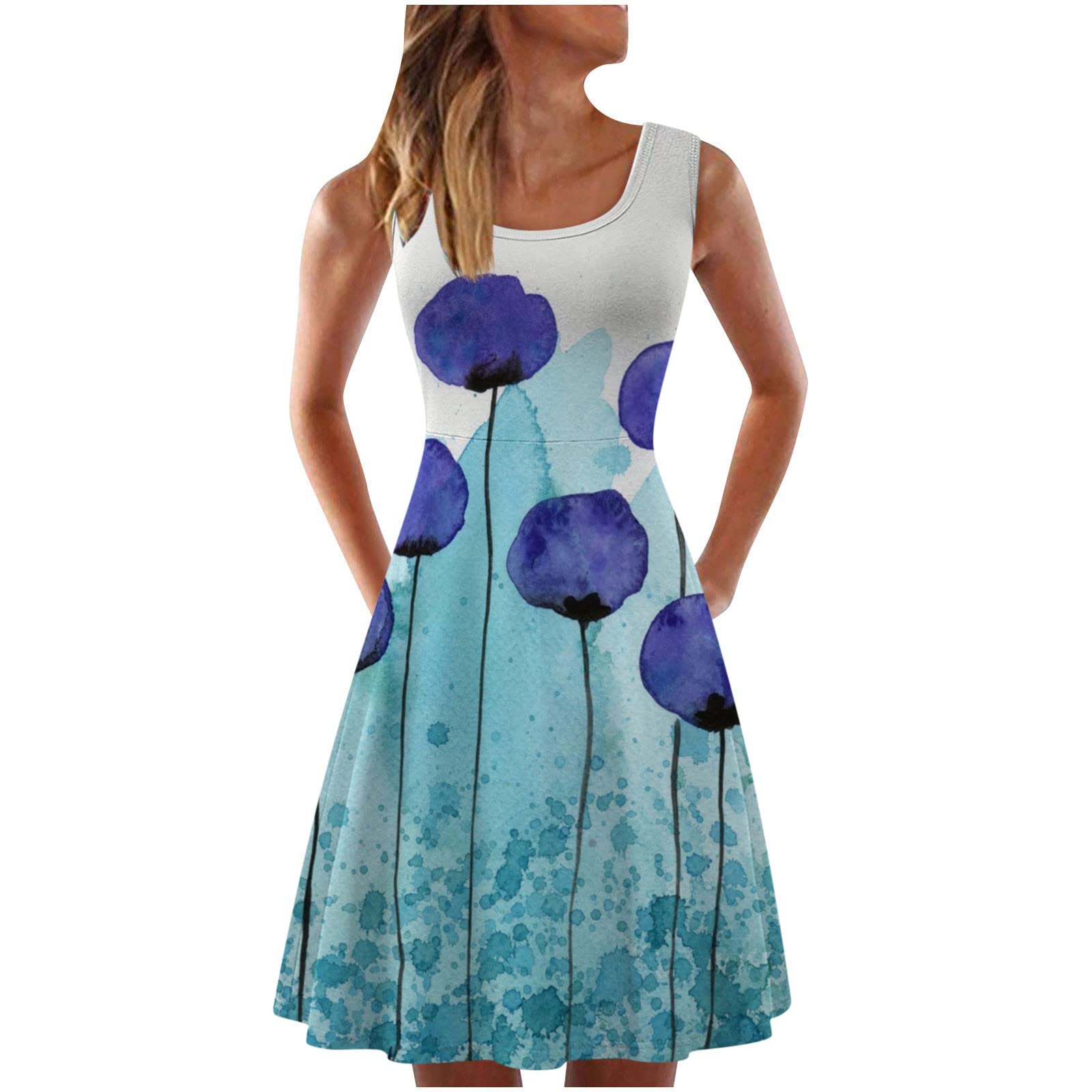 Women's Floral Print Sleeveless Tank Dress - Casual Crewneck Summer Dress for Beach, Party & Vacation | Aihimol Comfortable & Stylish Outfit