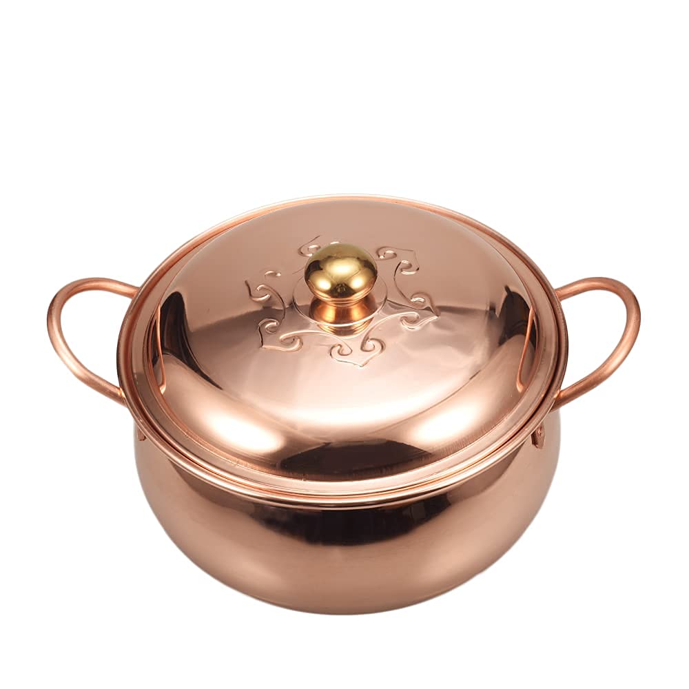 Handmade Pure Copper Goulash Kettle - 24cm Deep & Thick Copper Stock Pot for Gas Stove | Perfect for Soups, Stews & Traditional Cooking