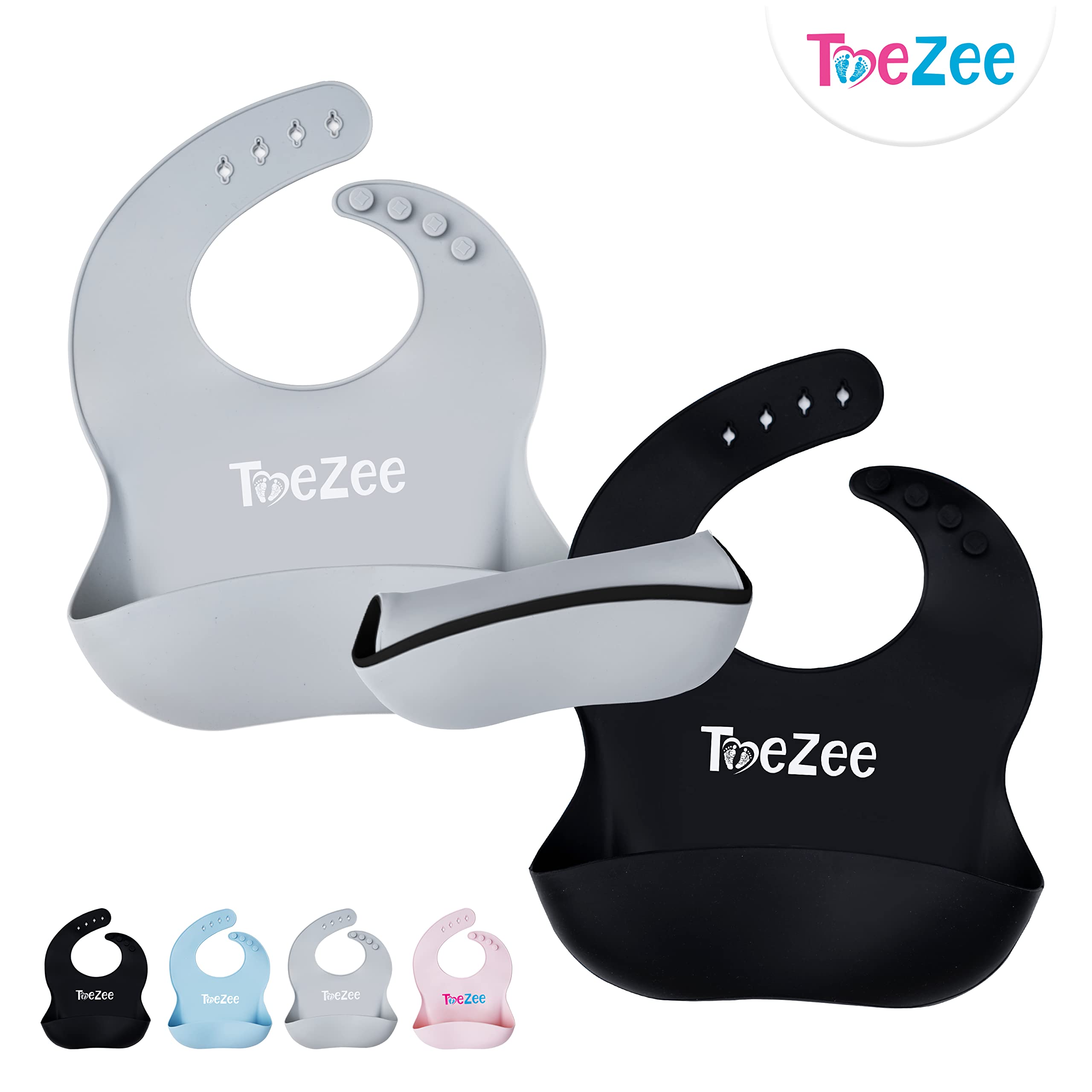 **Baby Silicone Bibs with Wide Food Catcher - BPA-Free, Adjustable & Easy to Clean - Durable & Food-Grade for Mess-Free Feeding - Perfect for Infants & Toddlers at Home or On-the-Go**