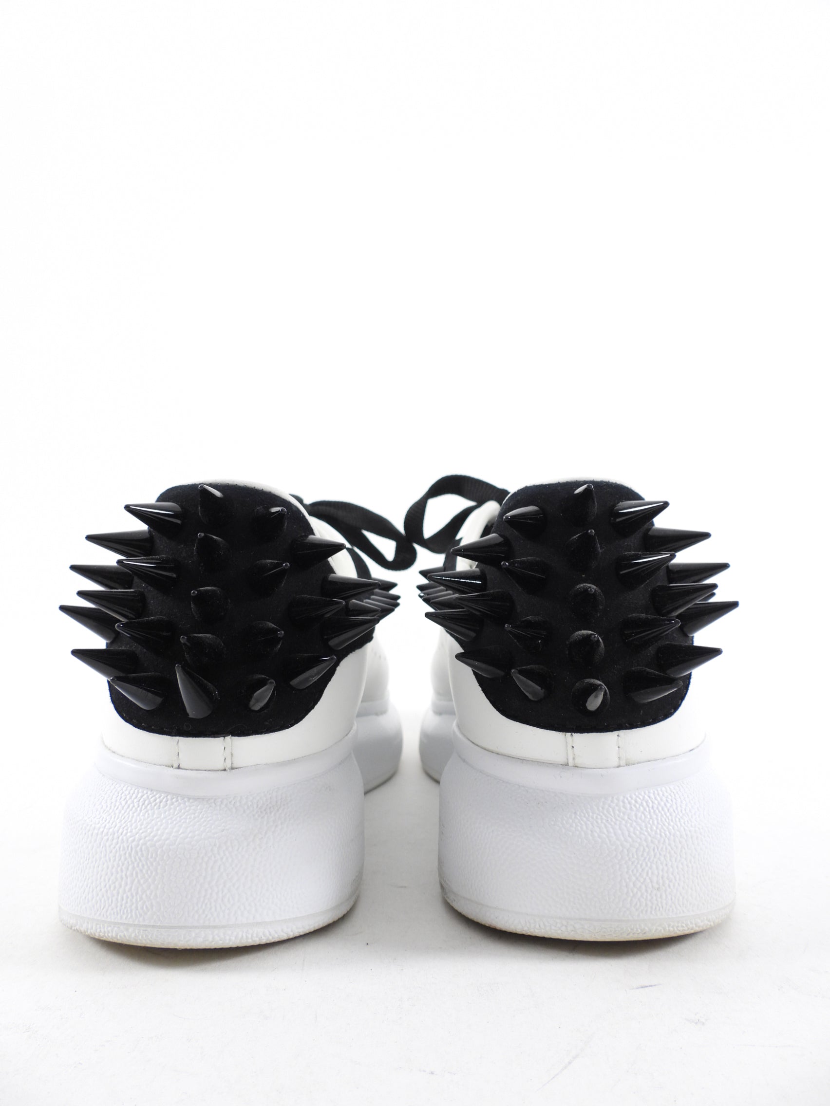 Alexander McQueen White Leather Sneakers with Black Spikes - Women's Size 39 | Luxury Fashion Designer Shoes for Casual Wear & Street Style Outfits