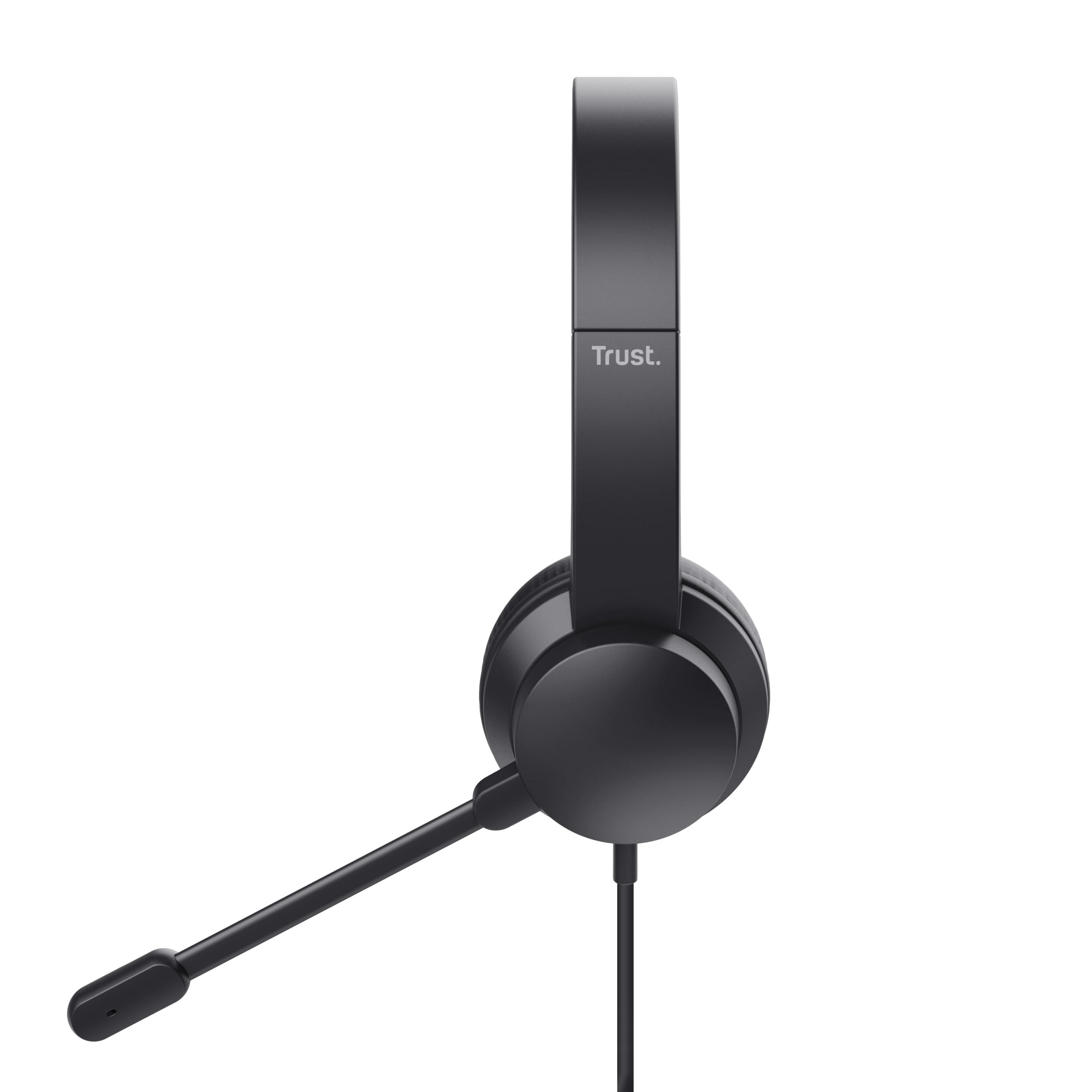 Trust Ayda Lightweight On-Ear Wired Headphones with Microphone - 3.5mm PC Headset, Adjustable Headband & 1.8m Cable for Computer, Laptop, Desktop, Mac | Perfect for Home Office, Zoom Meetings, Teams Calls & Online Classes (Black)