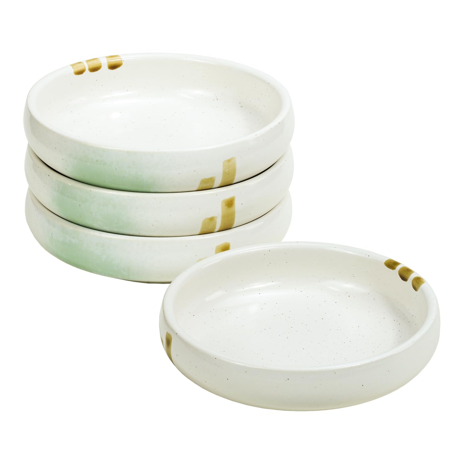 Gaolinci Creative Zen Ceramic Plate Set - 4 Round Smooth Glazed Side Dishes for Snacks, Pickles & Appetizers | Perfect for Dinner Parties, Home Decor & Japanese Tea Ceremonies