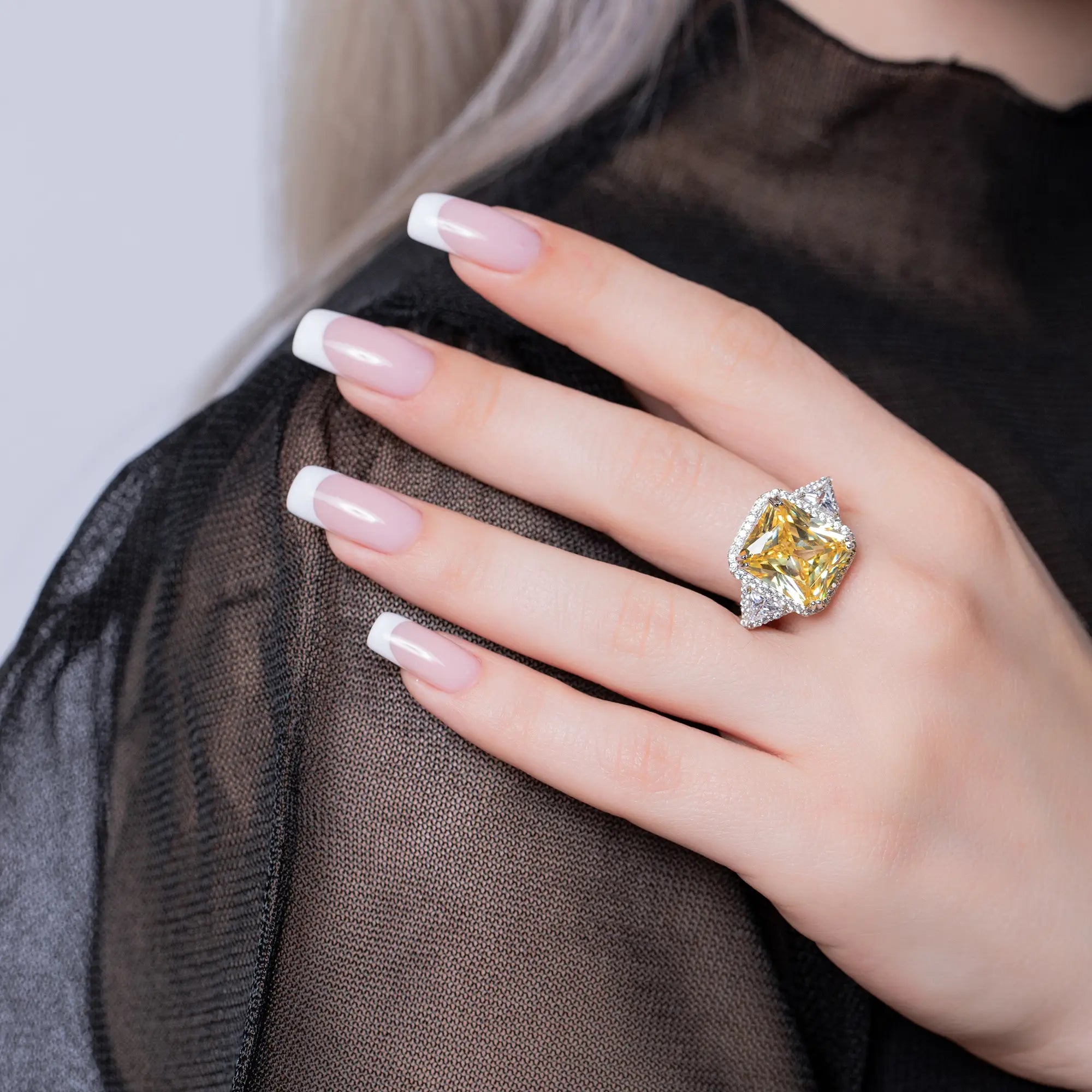 Baguette Citrine Ring – Elegant Yellow Gemstone Jewelry for Women | Perfect for Weddings, Parties & Everyday Wear