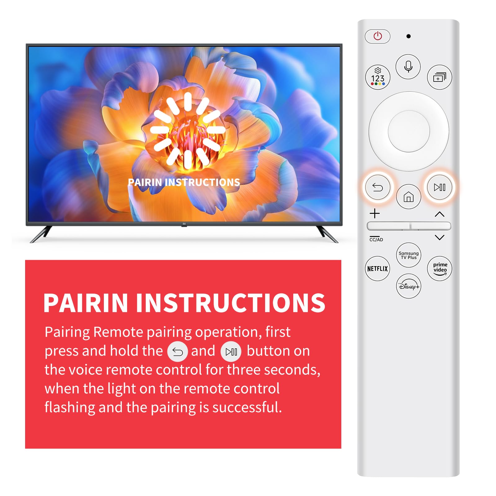 Samsung TV Remote Control Replacement BN59-01391A - Solar Voice Remote Compatible with Samsung Smart TVs 2021-2023 Neo QLED, The Frame & Crystal 4K 8K UHD Series (White) - Perfect for Home Entertainment & Smart TV Control