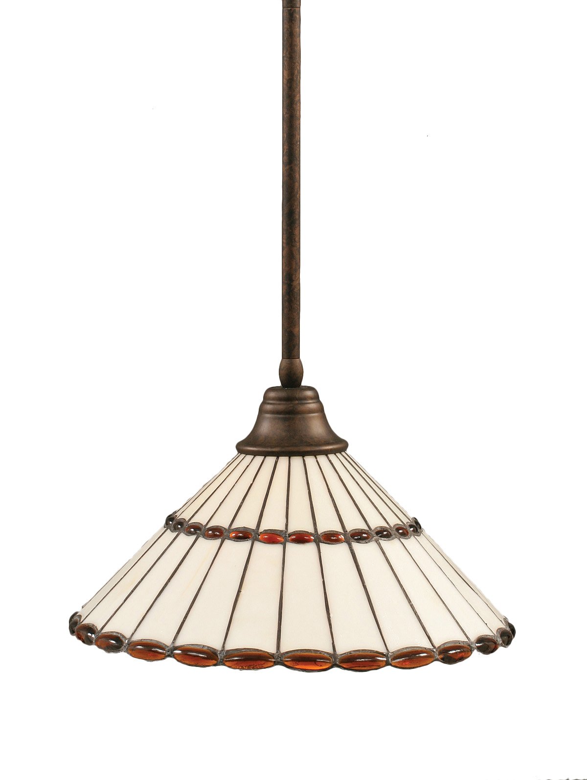 Toltec Lighting 26-BRZ-974 16-Inch Bronze Tiffany Pendant Light with Honey Glass & Amber Brown Jewels - Perfect for Dining Room, Kitchen Island, or Entryway Lighting