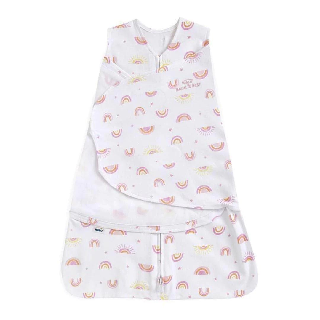 Halo Sleepsack Swaddle - 1.5 TOG Baby Sleeping Bag with Sunshine Rainbows Design | Soft & Safe Infant Swaddle for Newborns to 6 Months | Perfect for Nursery, Daycare & Travel