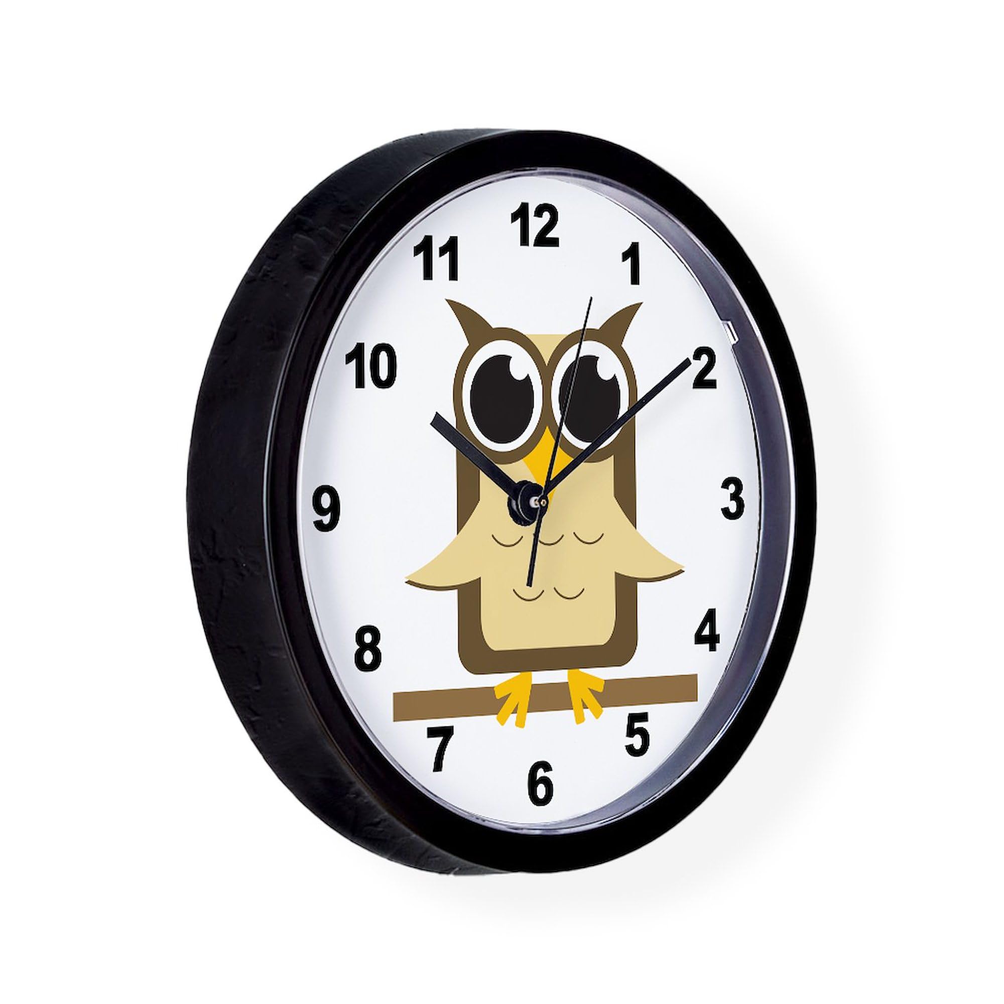 Brown Owl 10 Inch Wall Clock - Decorative Silent Non-Ticking Clock for Living Room, Kitchen, Office & Home Decor | Perfect for Farmhouse, Nursery & Classroom