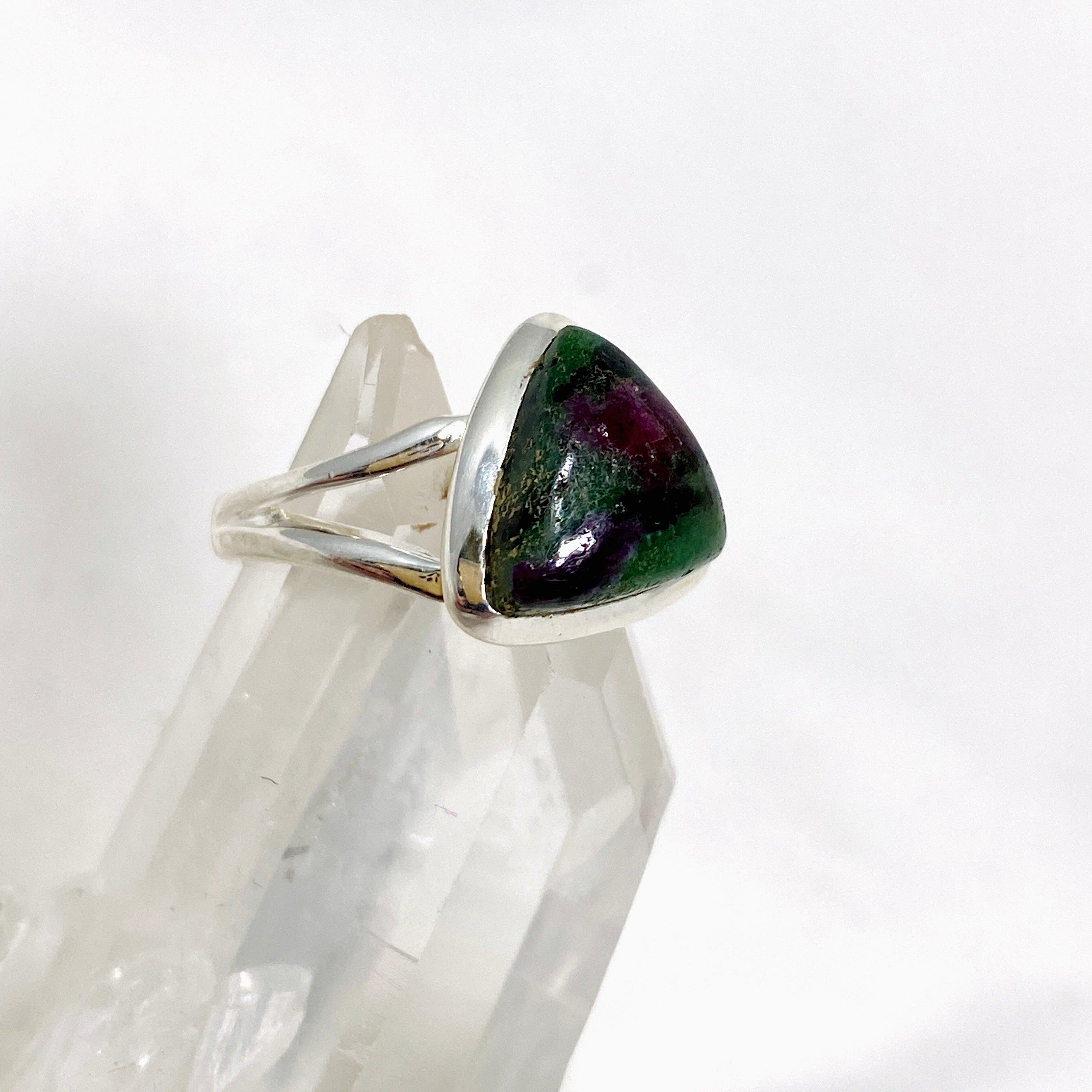 Natural Ruby in Zoisite Triangle Split Band Ring - Size 6 KRGJ3254 | Elegant Jewelry for Women, Perfect for Weddings, Parties & Special Occasions