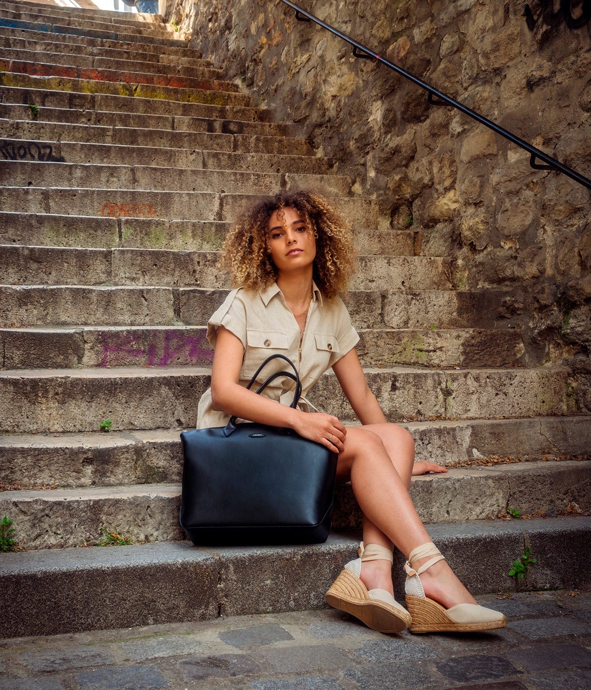 Eco-Friendly Recycled Nylon Tote Bag with Apple Print - Stylish Black Shopping Tote for Groceries, Beach & Daily Use