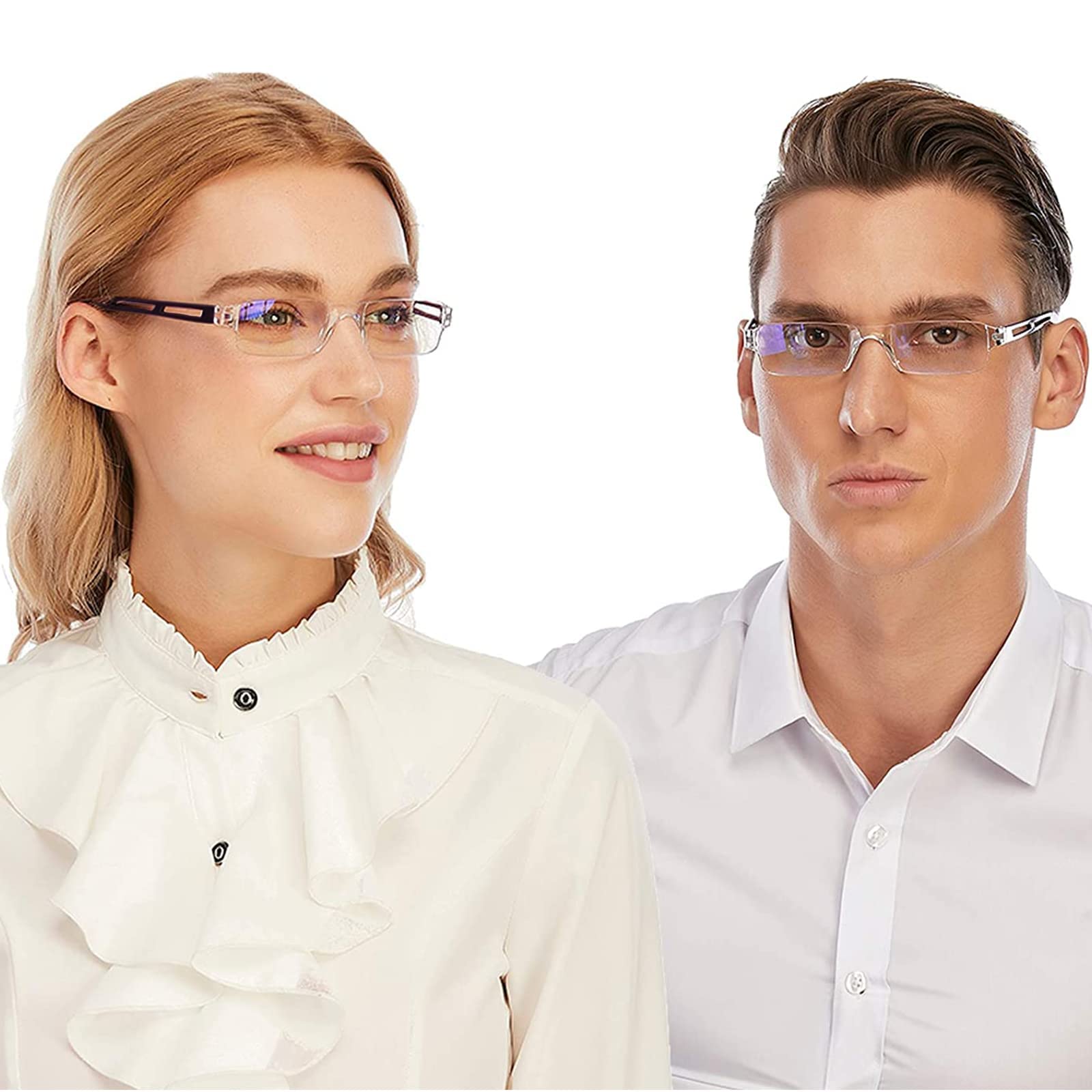 Viseng 3-Pack Blue Light Blocking Reading Glasses - Fashionable Rectangular Frame Computer Glasses for Men & Women (+2.0 Magnification) - Perfect for Office Work, Screen Time & Digital Eye Strain Relief