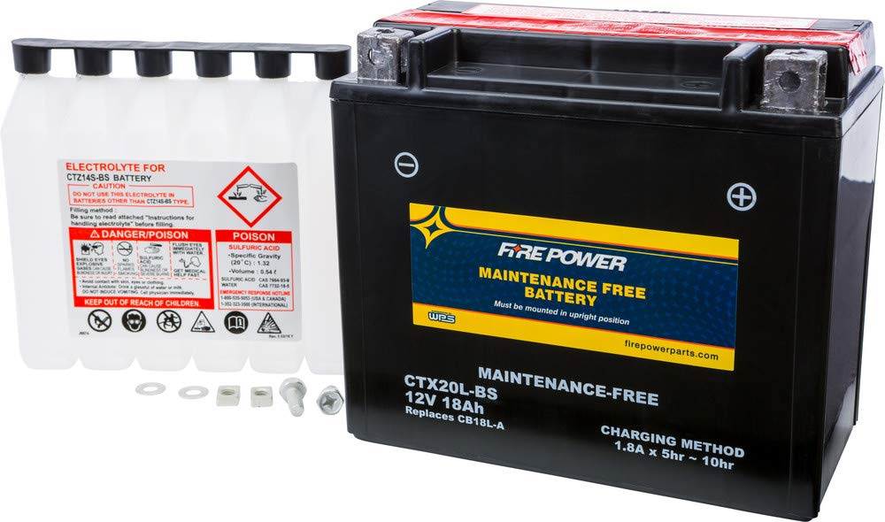 Fire Power Maintenance Free Battery CTX20L-BS - Compatible with Harley-Davidson FXDWG Dyna Wide Glide 1997-2017 Motorcycles - Perfect for Long Rides & Easy Installation