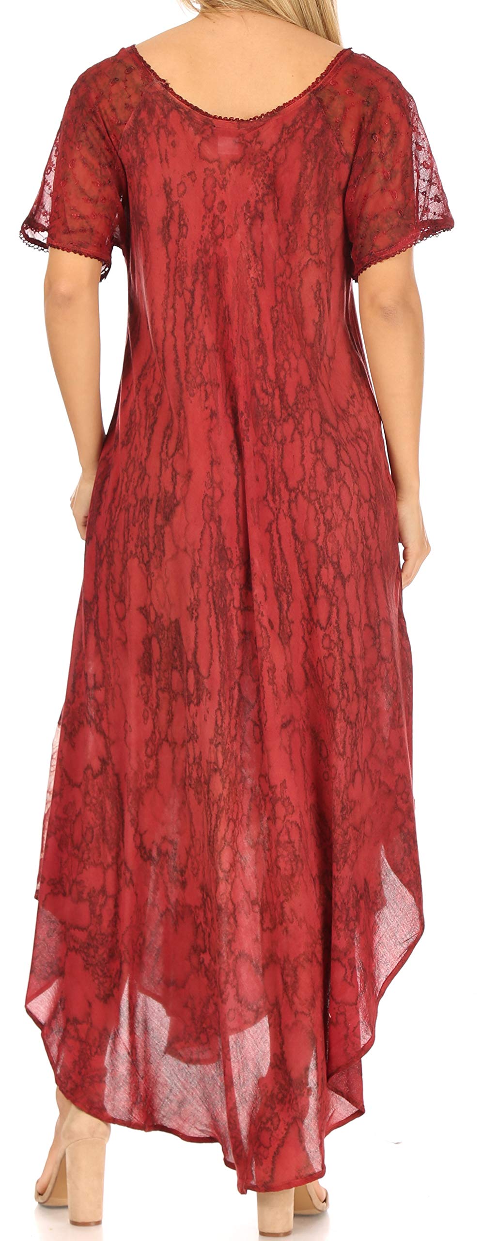 Sakkas Ronny Lace Embroidered Cap Sleeve Tie Dye Caftan Dress - Boho Beach Cover Up for Women, Summer Vacation & Pool Party Wear