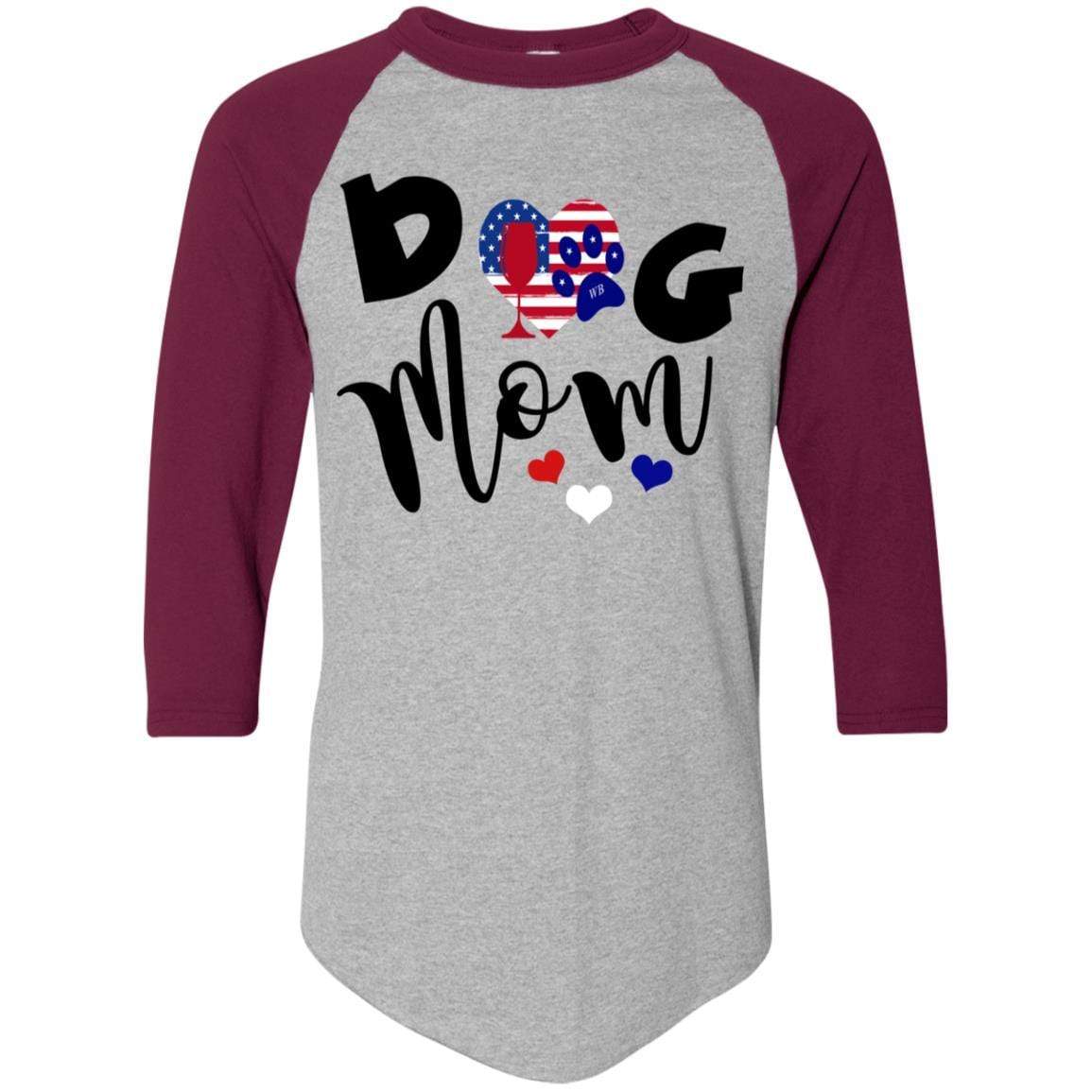 WineyBitches.Co Dog Mom Colorblock Raglan Jersey - Comfortable & Stylish Dog Lover T-Shirt for Women | Perfect for Casual Wear, Dog Parks & Pet Owner Outings