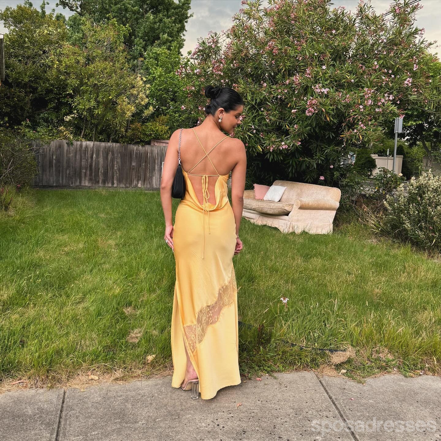 Elegant Yellow Mermaid Spaghetti Strap Long Prom Dress for Women | Formal Evening Gown | Perfect for Homecoming, Wedding Guest & Special Occasions